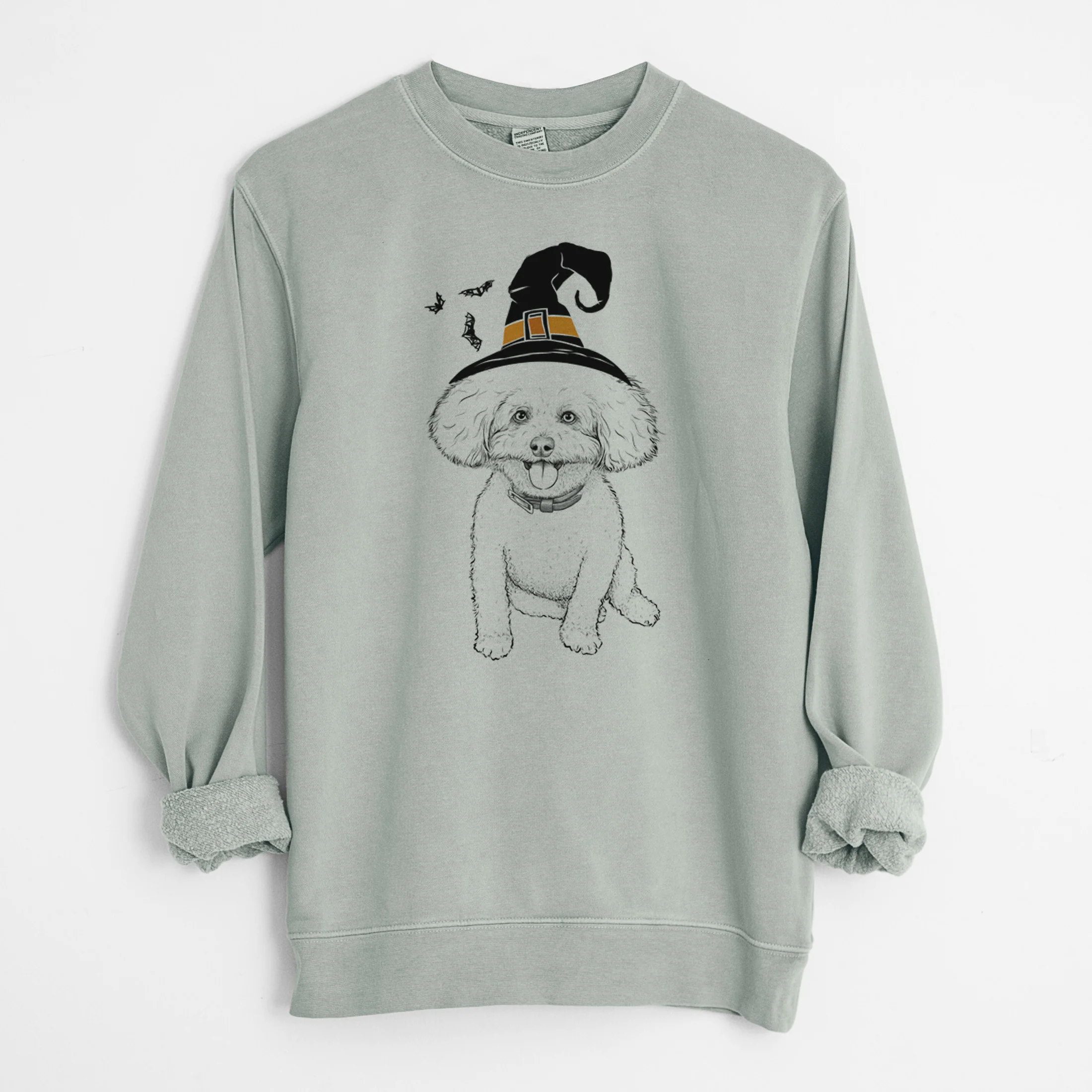 Witch Peyton the Bichon Frise - Unisex Pigment Dyed Crew Sweatshirt - Image 8
