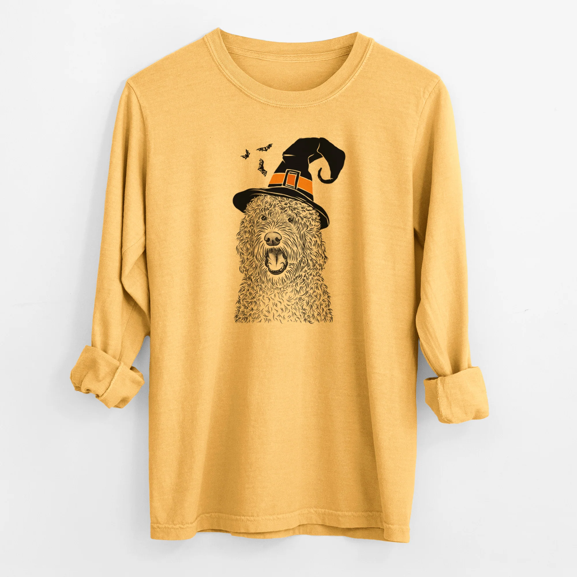Witch Phillip the Portuguese Water Dog - Men's Heavyweight 100% Cotton Long Sleeve - Image 3