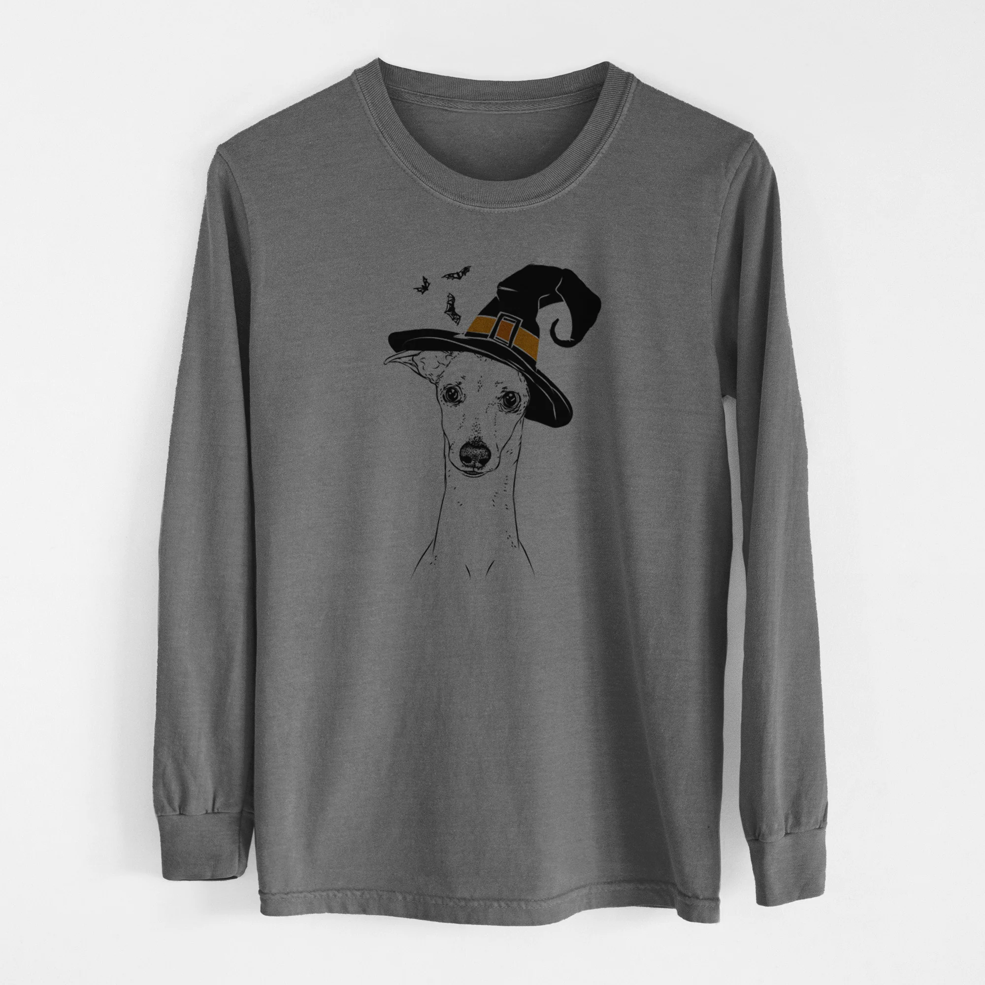 Witch Pip the Italian Greyhound - Men's Heavyweight 100% Cotton Long Sleeve - Image 14