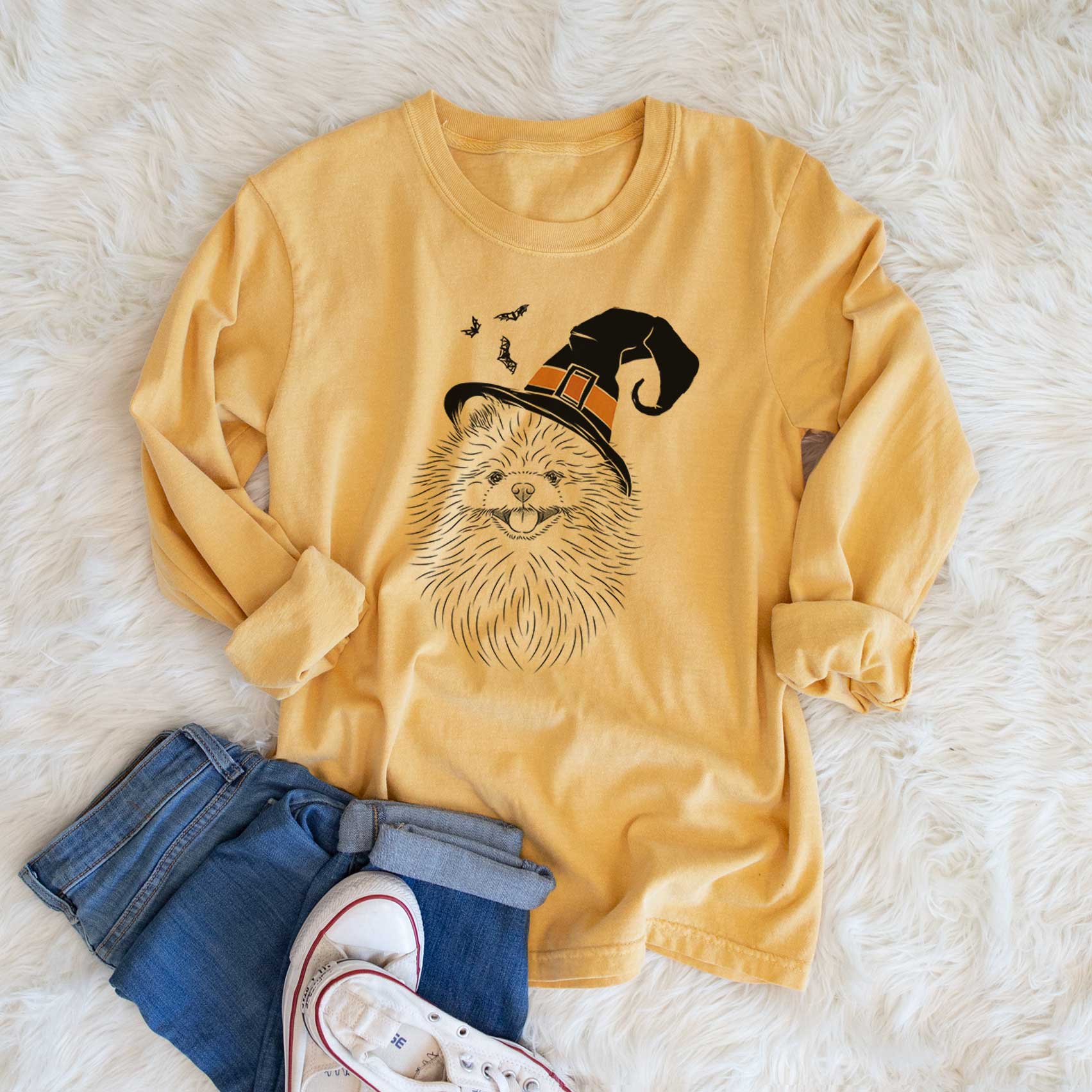 Witch Pirro the Pomeranian - Men's Heavyweight 100% Cotton Long Sleeve - Image 6
