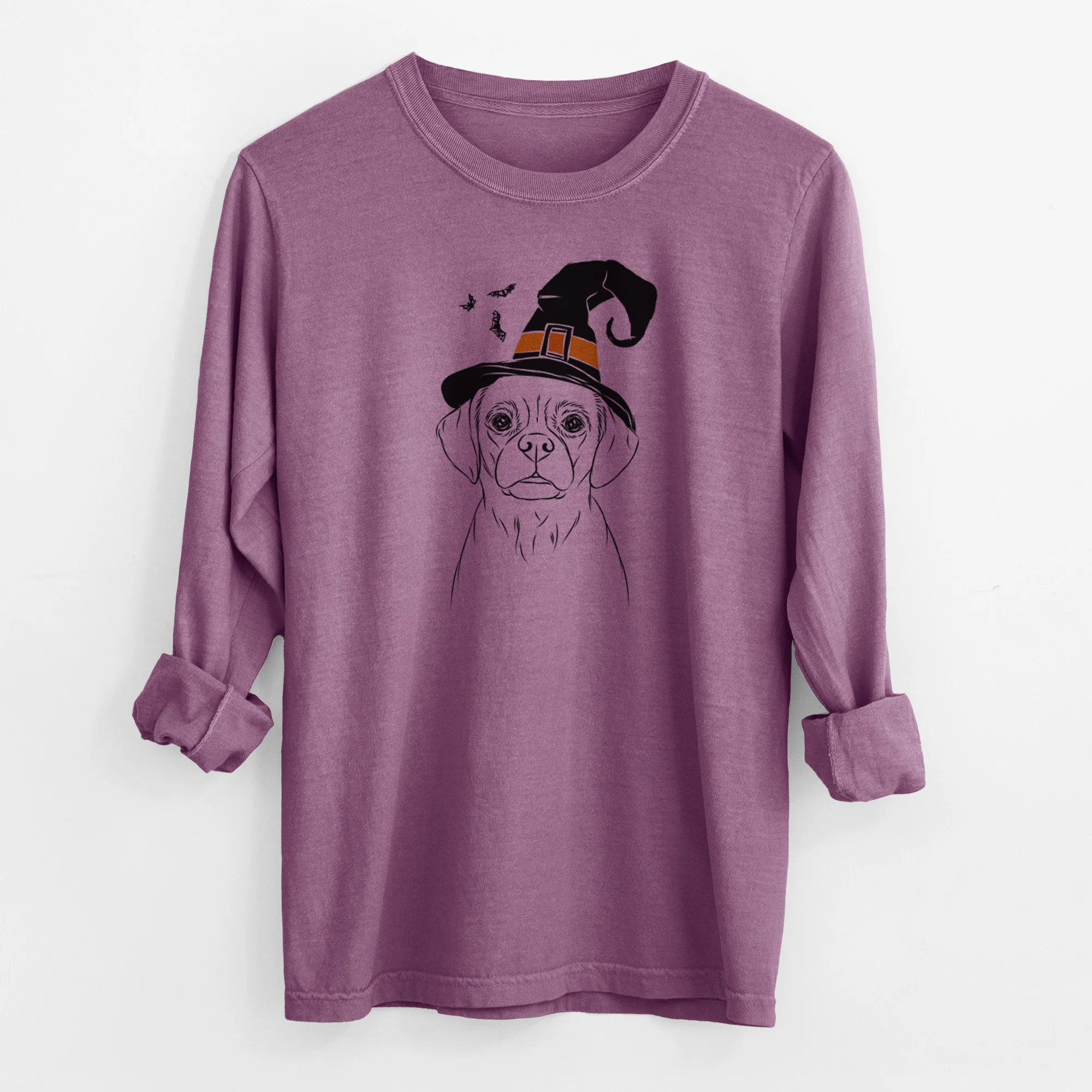 Witch Popcorn the Puggle - Men's Heavyweight 100% Cotton Long Sleeve - Image 10