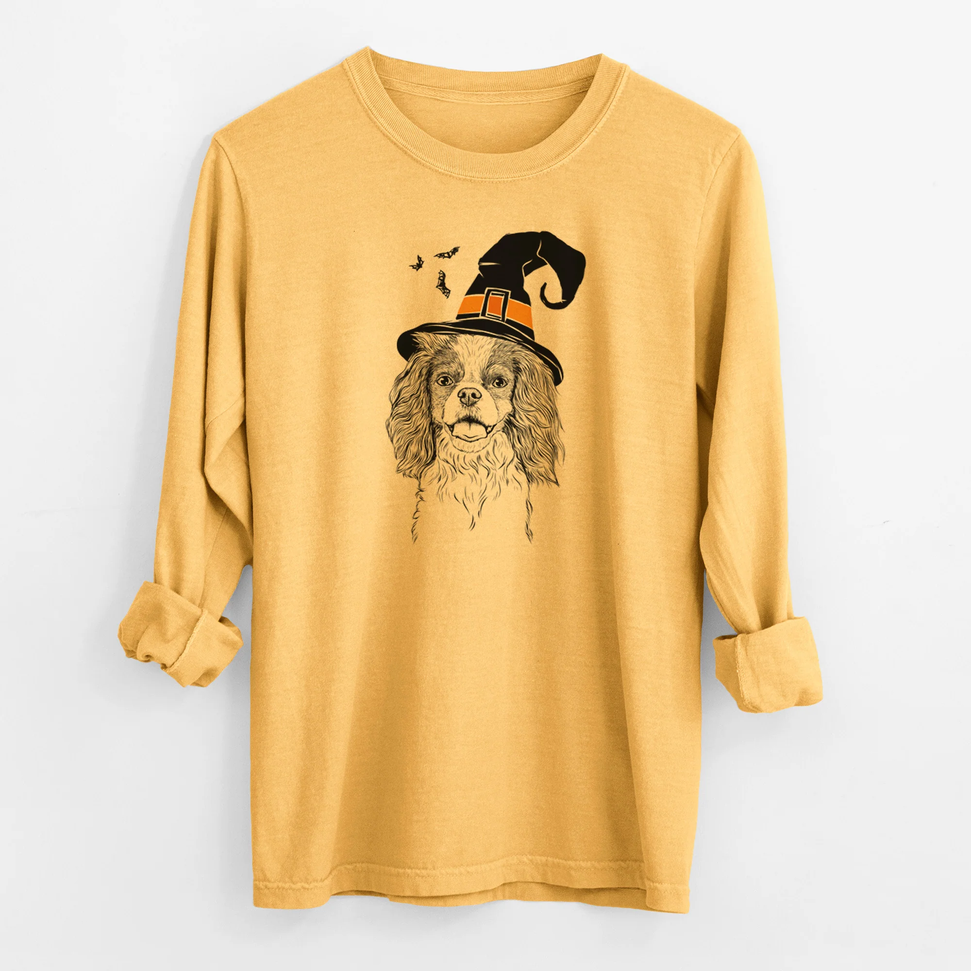 Witch Poppy the Cavalier King Charles Spaniel - Men's Heavyweight 100% Cotton Long Sleeve - Image 3