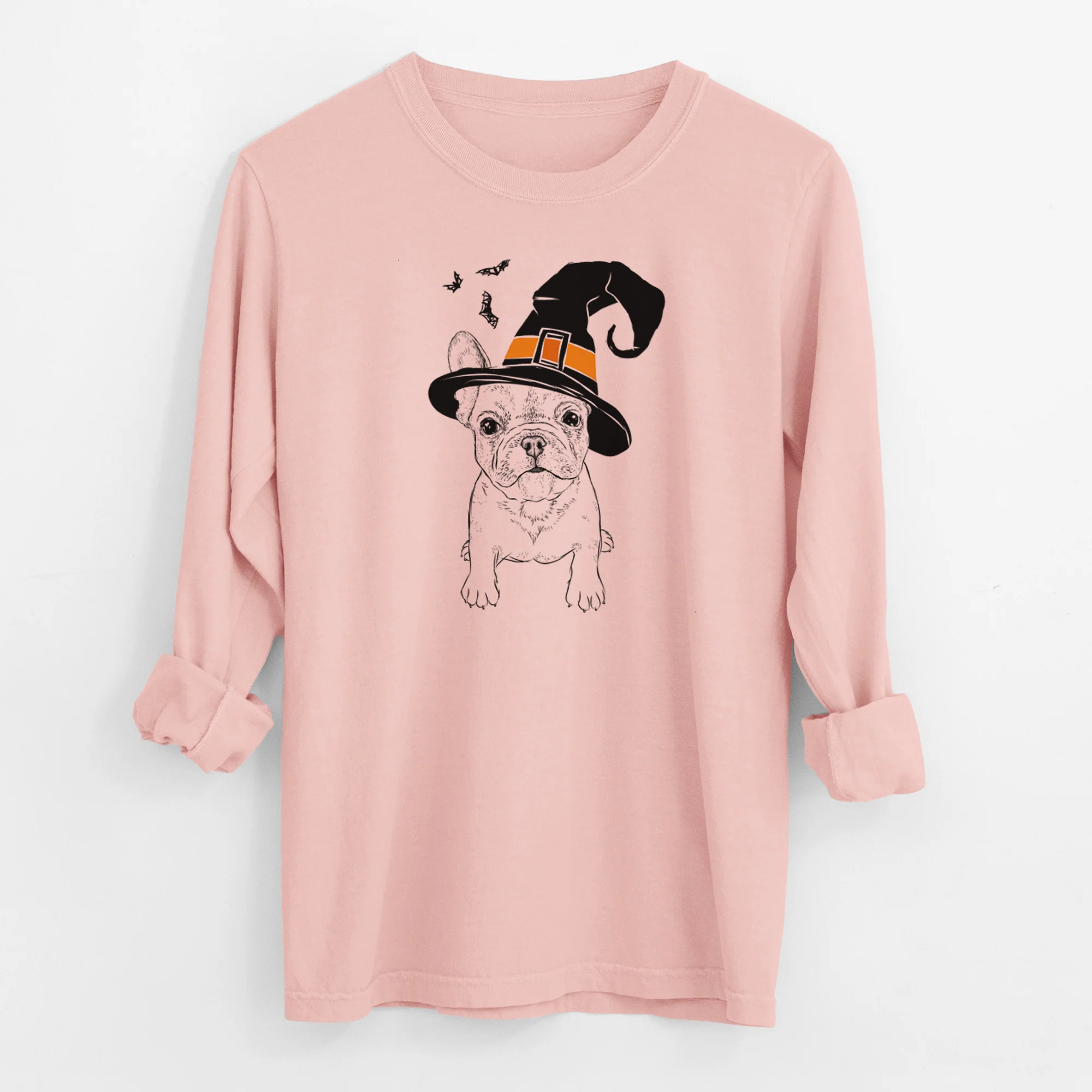 Witch Puppy Pierre the French Bulldog - Men's Heavyweight 100% Cotton Long Sleeve - Image 12