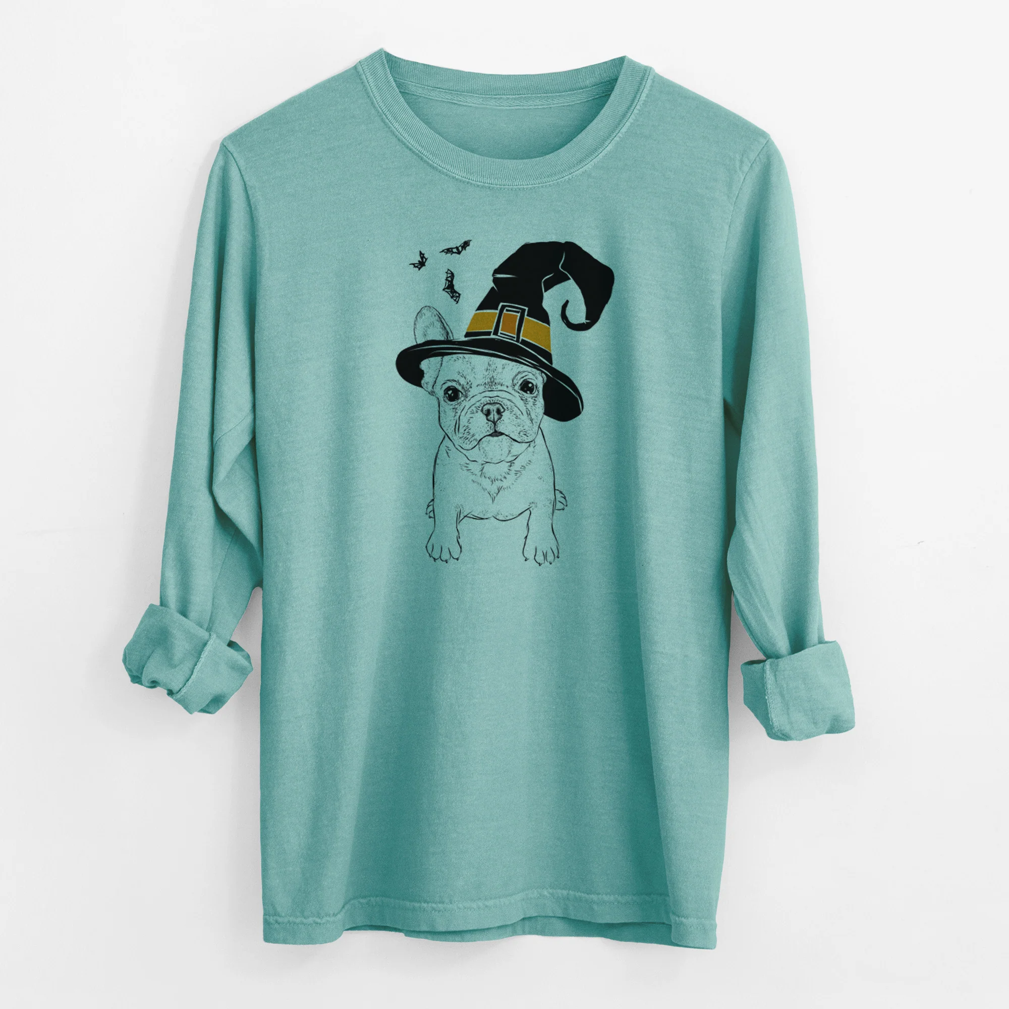 Witch Puppy Pierre the French Bulldog - Men's Heavyweight 100% Cotton Long Sleeve - Image 9