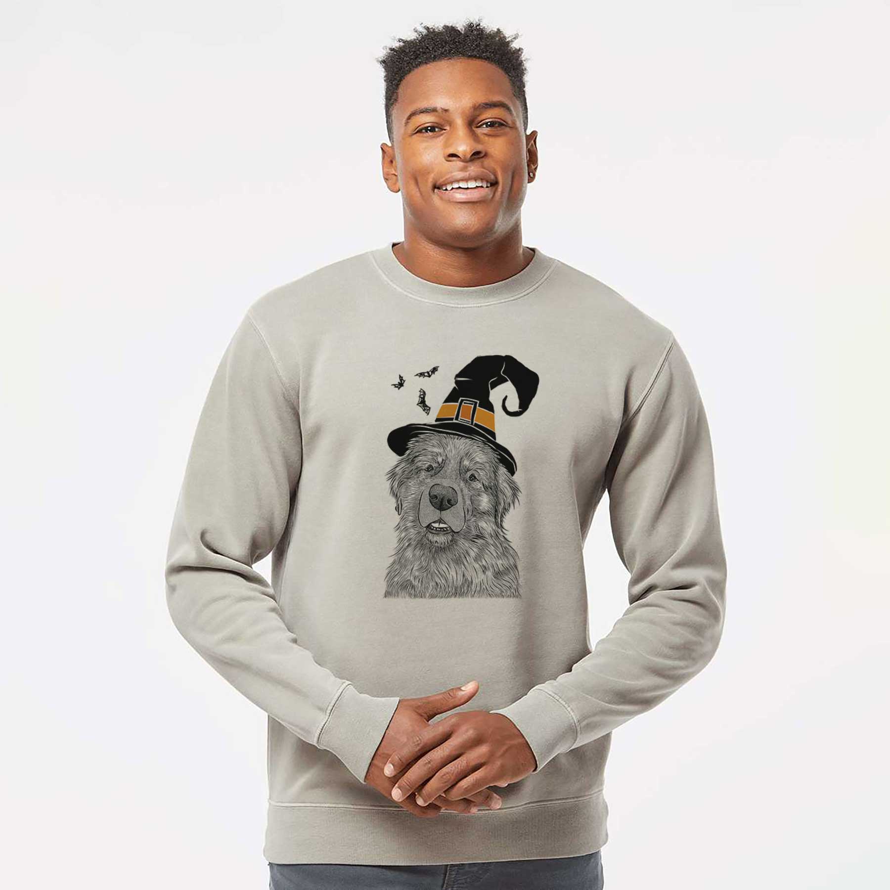 Witch Ralph the Leonberger - Unisex Pigment Dyed Crew Sweatshirt - Image 3