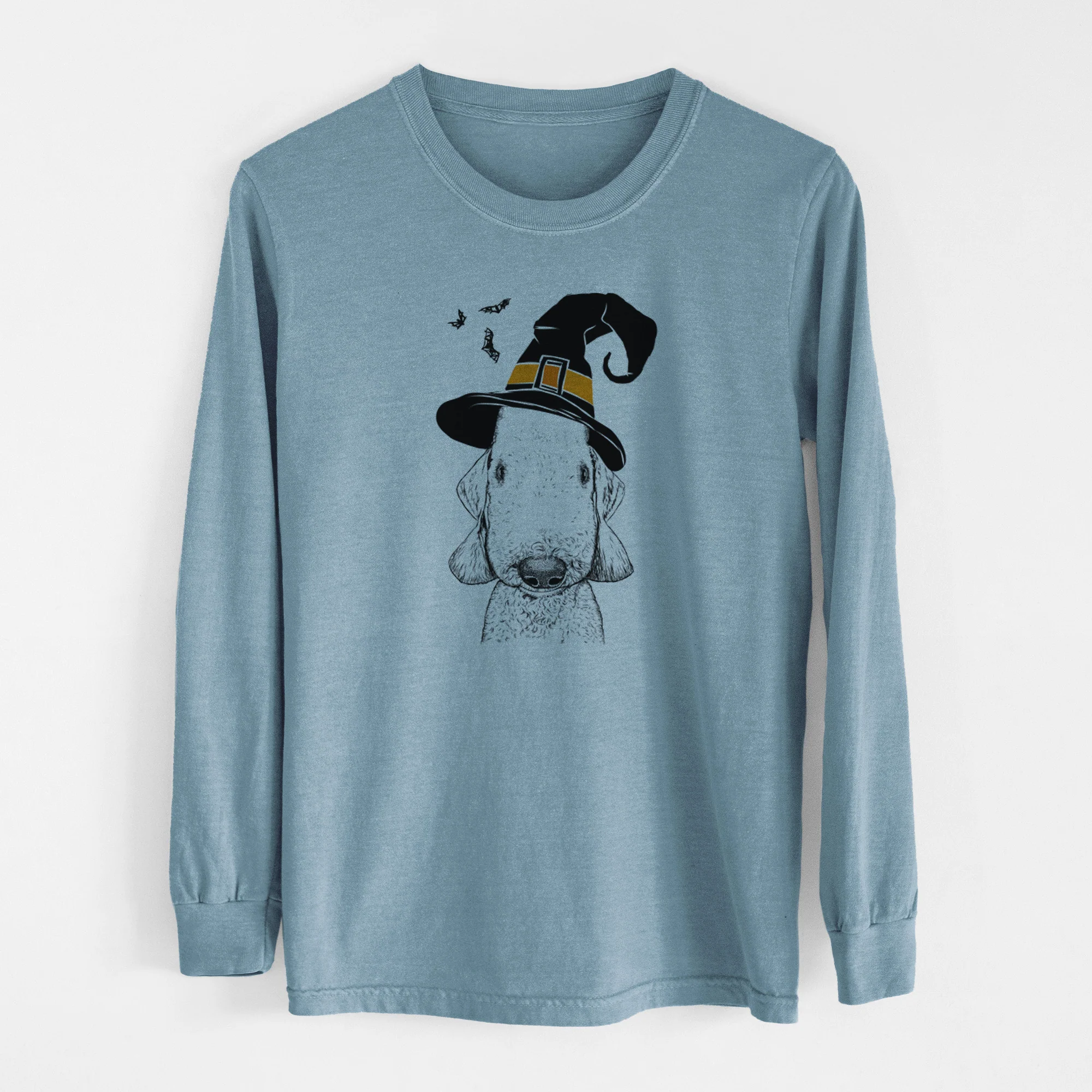 Witch Remington the Bedlington Terrier - Men's Heavyweight 100% Cotton Long Sleeve - Image 8