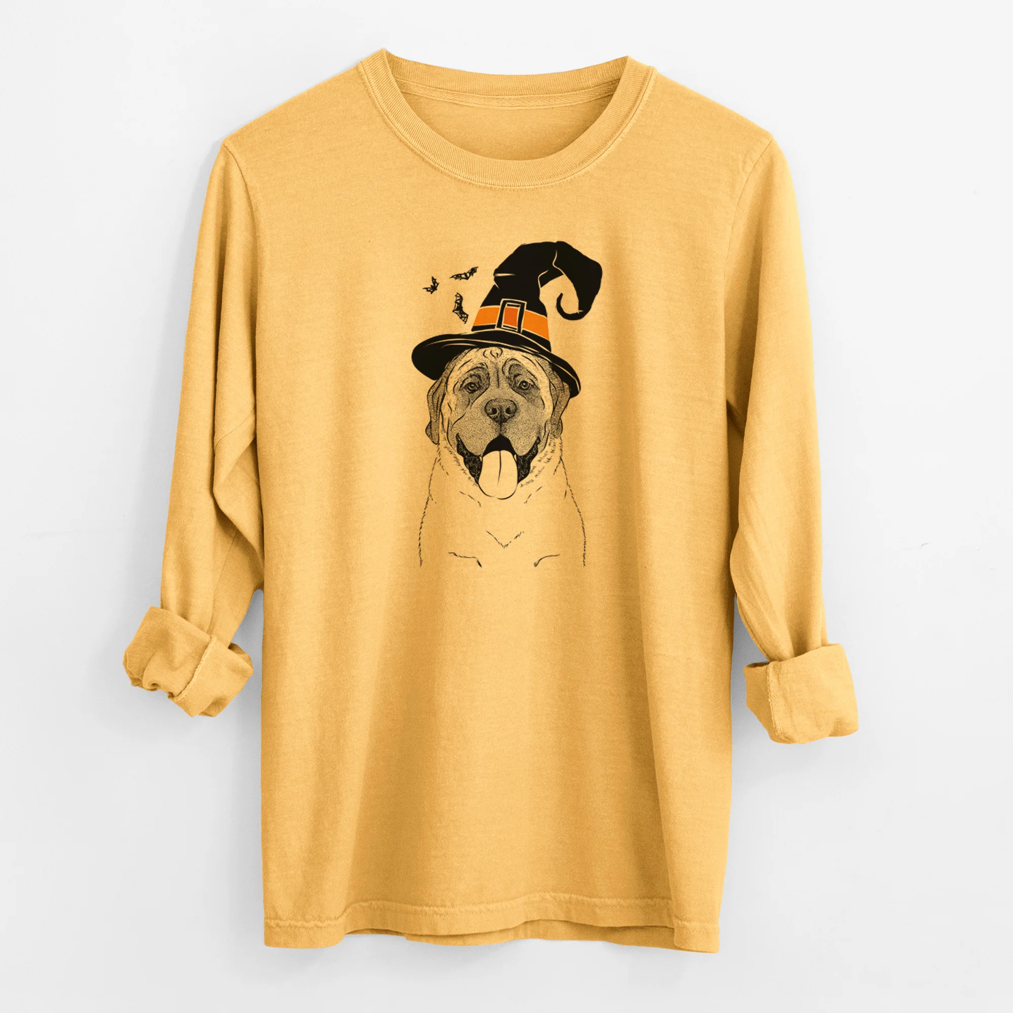 Witch Remmie the English Mastiff - Men's Heavyweight 100% Cotton Long Sleeve - Image 3