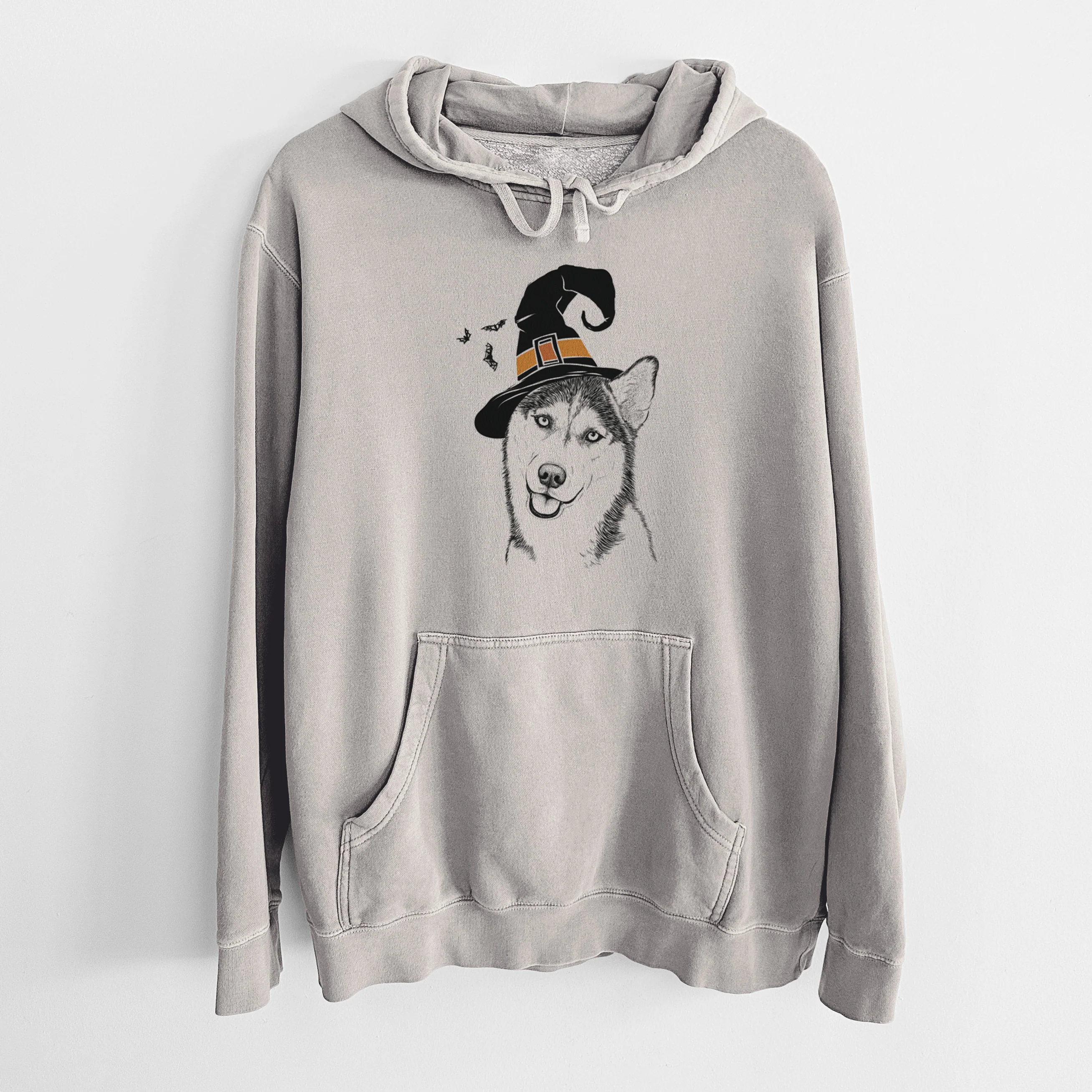 Witch Remmie the Siberian Husky - Unisex Pigment Dyed Hoodie