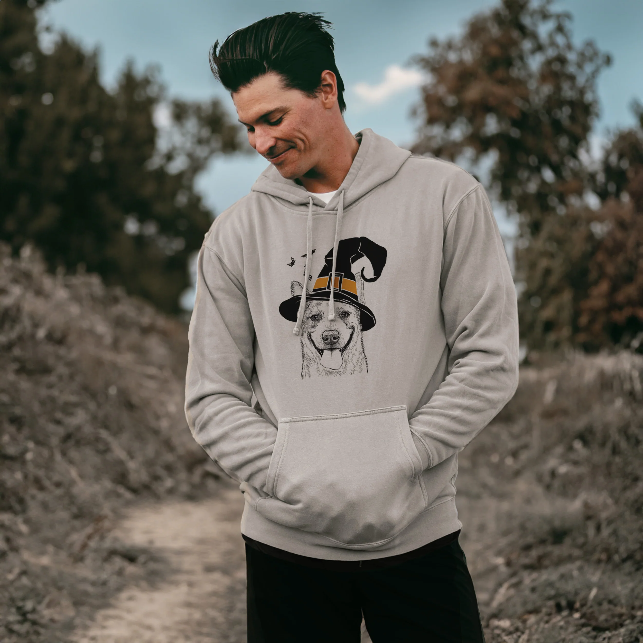 Witch Rio the Australian Cattle Dog - Unisex Pigment Dyed Hoodie - Image 3