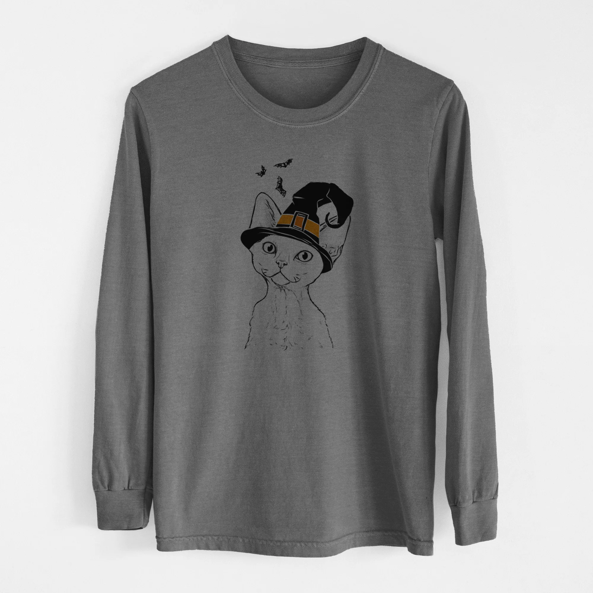 Witch Ripley the Devon Rex Cat - Men's Heavyweight 100% Cotton Long Sleeve - Image 14