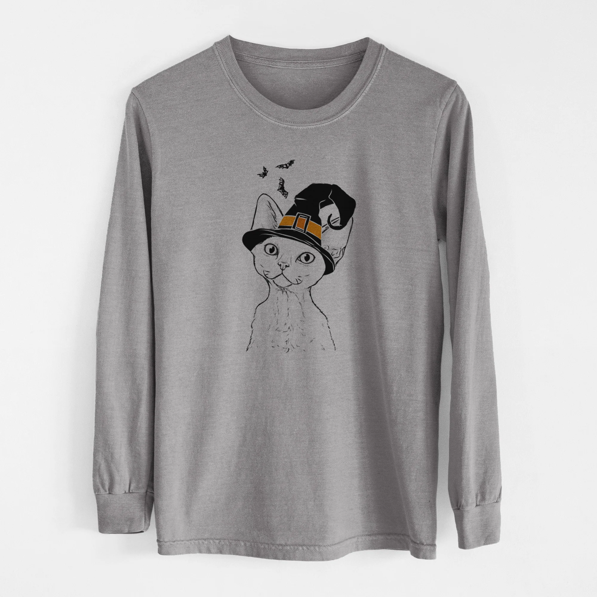 Witch Ripley the Devon Rex Cat - Men's Heavyweight 100% Cotton Long Sleeve - Image 7
