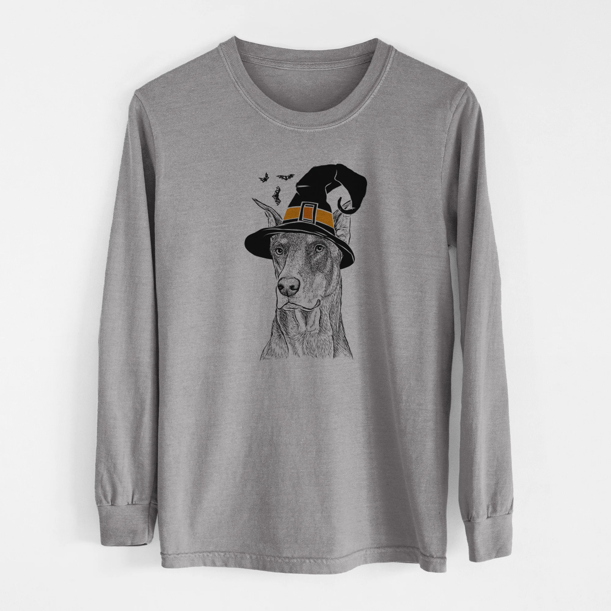 Witch RJ the Doberman Pinscher - Men's Heavyweight 100% Cotton Long Sleeve - Image 7
