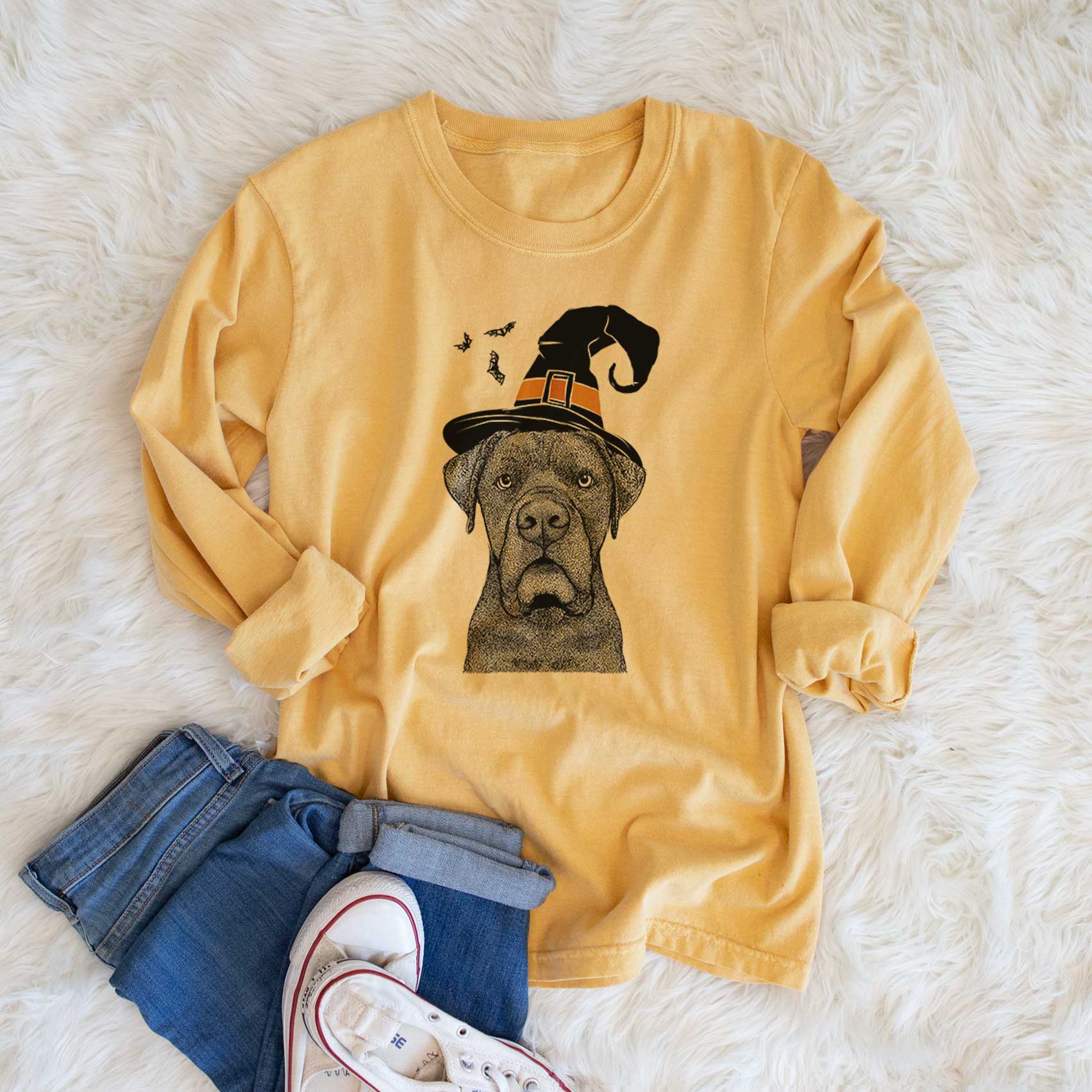 Witch Rocco the Cane Corso - Men's Heavyweight 100% Cotton Long Sleeve - Image 6