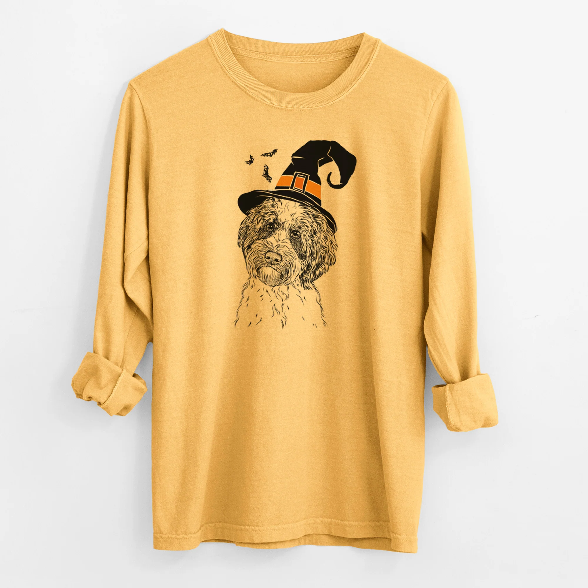 Witch Rooney the Aussiedoodle - Men's Heavyweight 100% Cotton Long Sleeve - Image 3