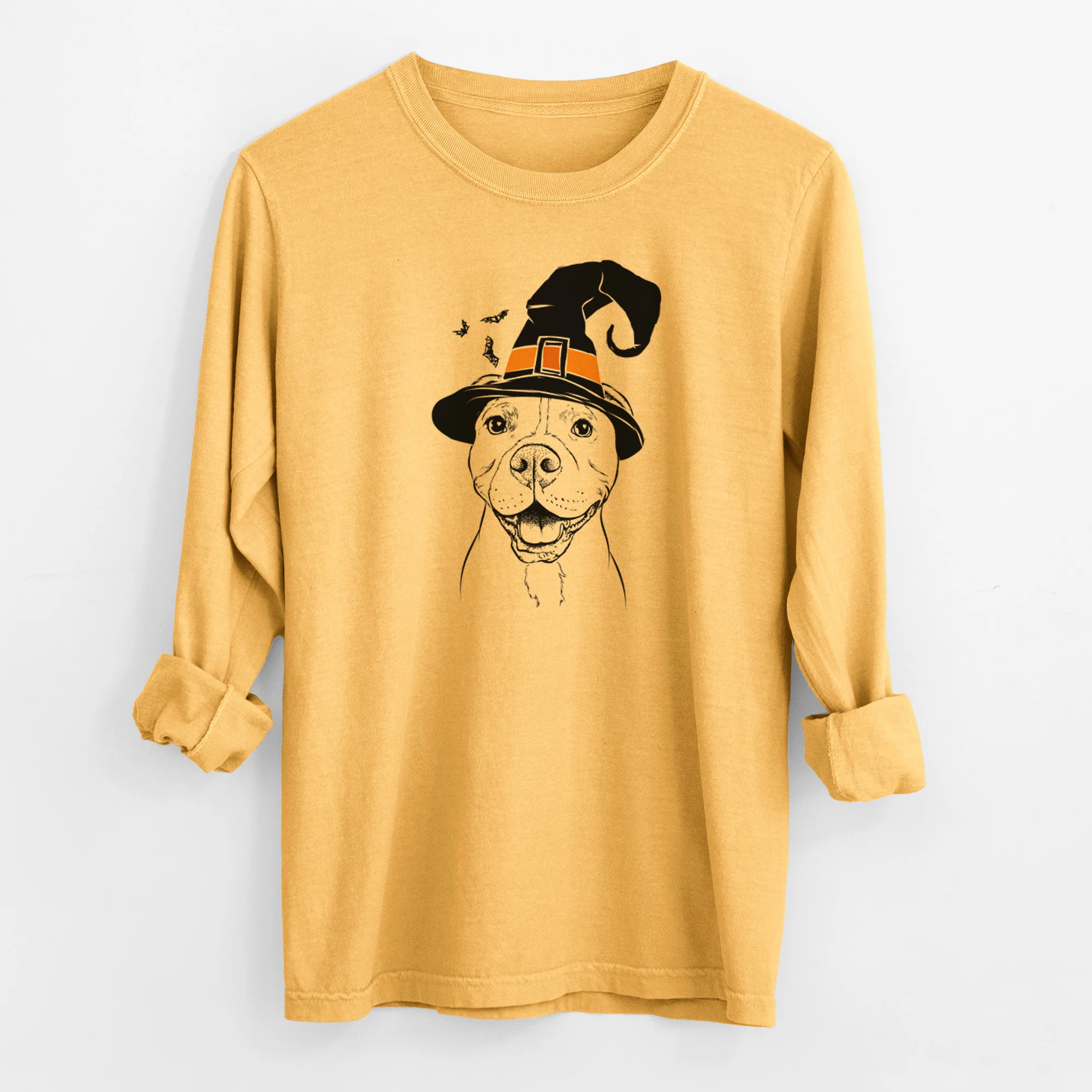 Witch Roscoe the Pitbull - Men's Heavyweight 100% Cotton Long Sleeve - Image 3