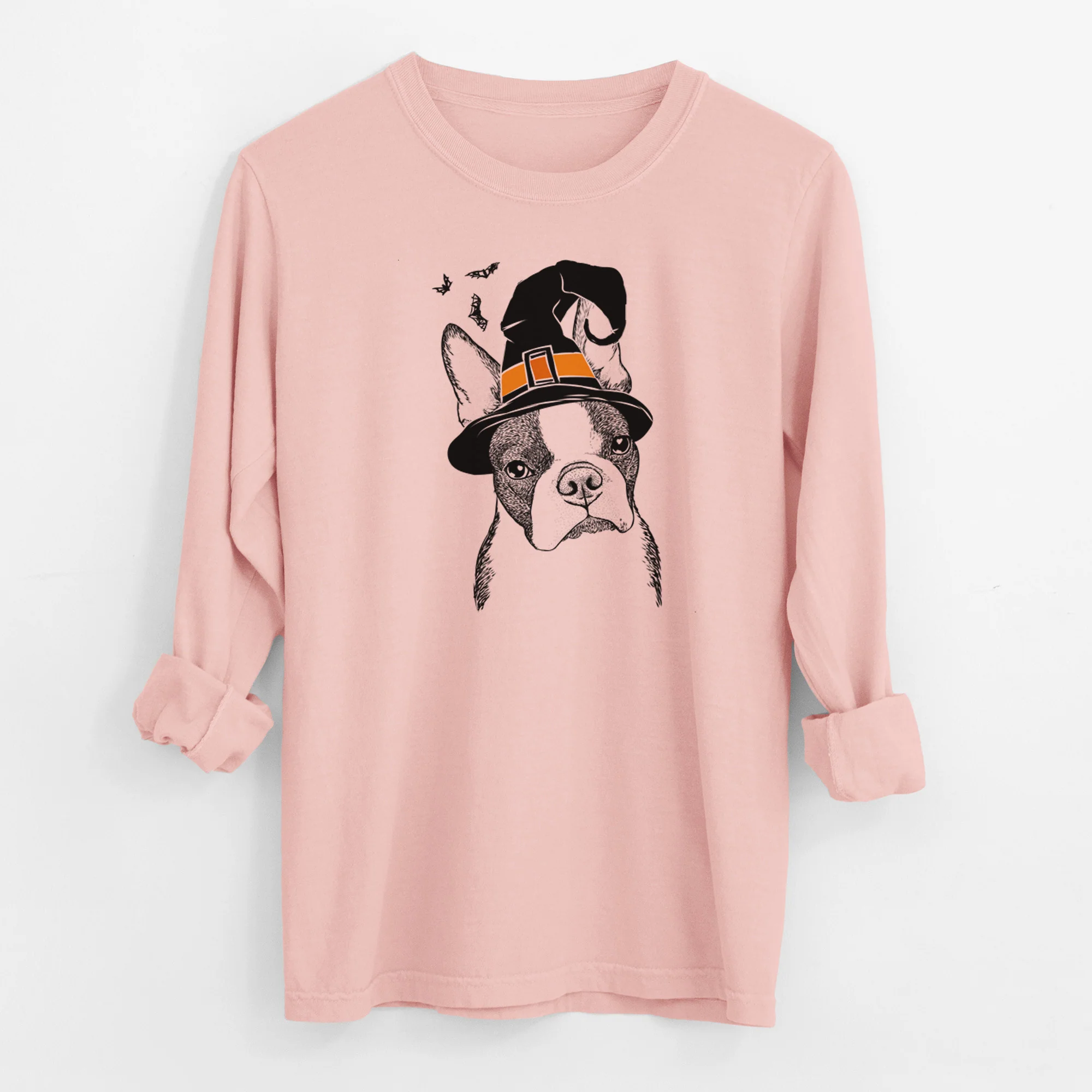 Witch Samuel the Boston Terrier - Men's Heavyweight 100% Cotton Long Sleeve - Image 12