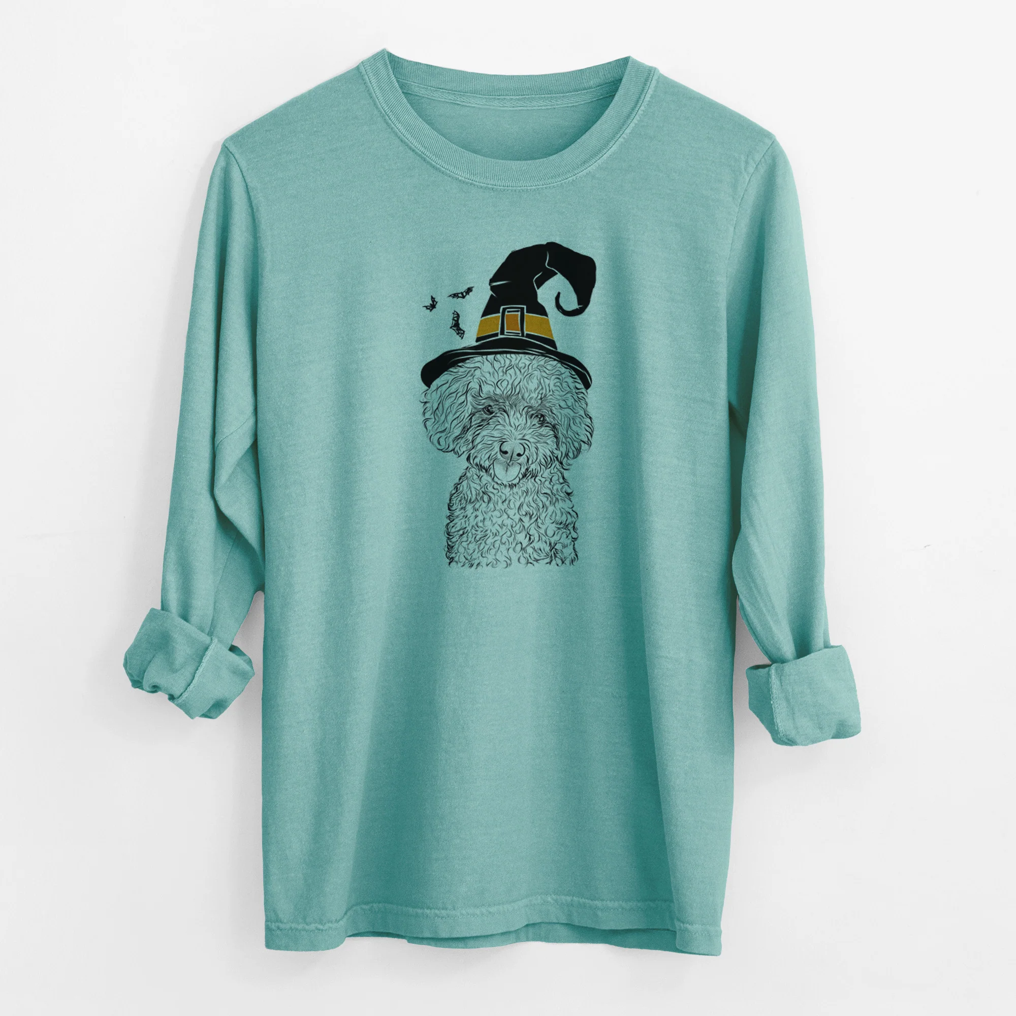 Witch Satsu the Micro Teacup Poodle - Men's Heavyweight 100% Cotton Long Sleeve - Image 9