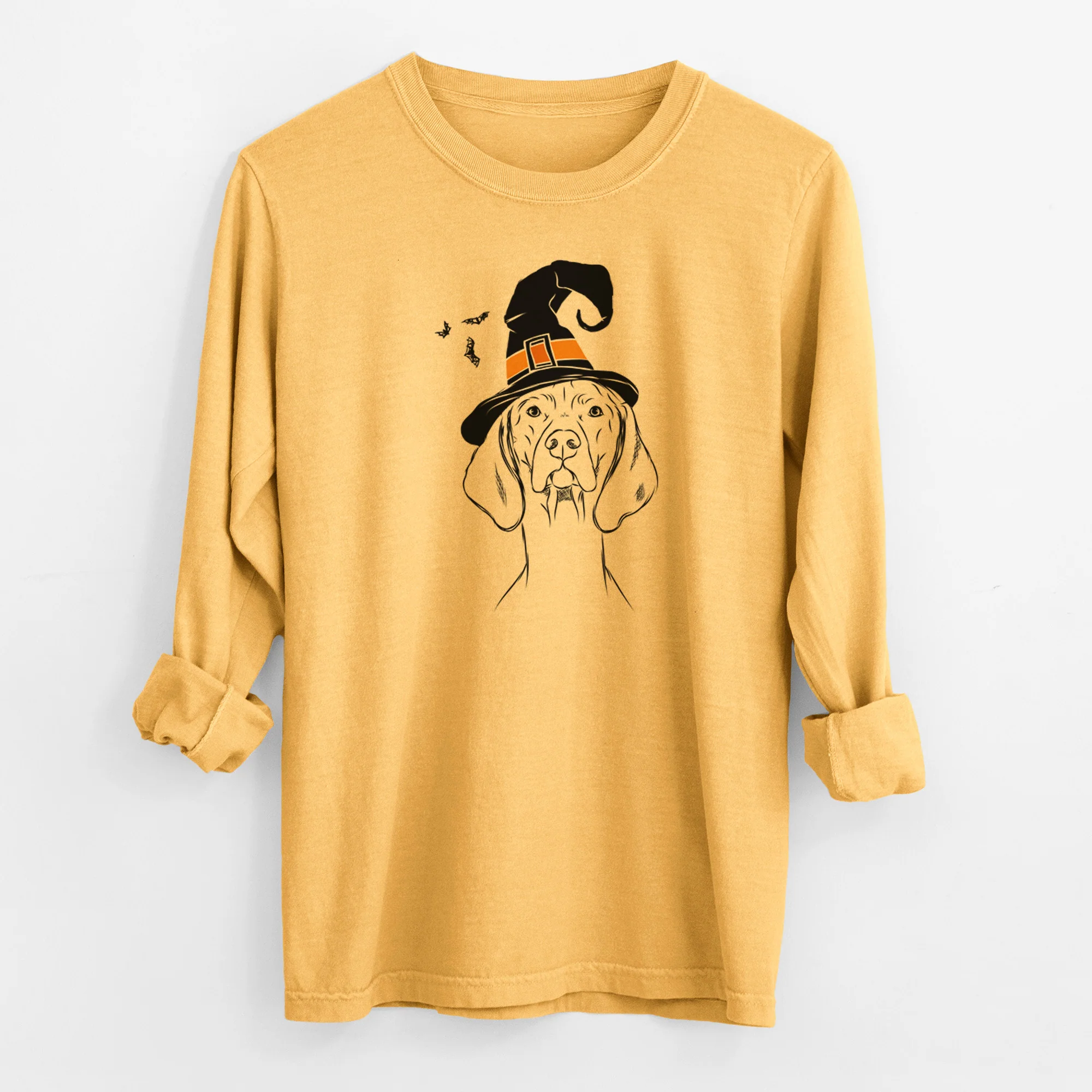 Witch Sawyer the Vizsla - Men's Heavyweight 100% Cotton Long Sleeve - Image 3