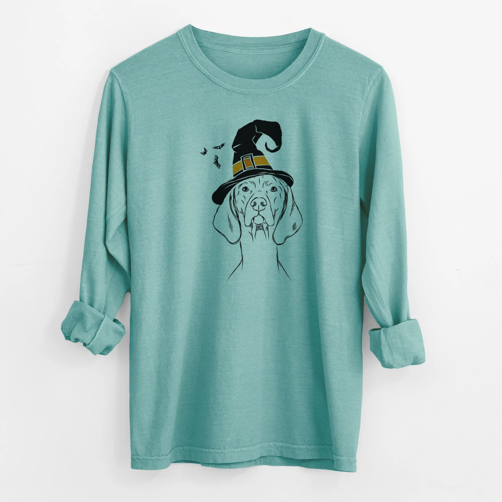 Witch Sawyer the Vizsla - Men's Heavyweight 100% Cotton Long Sleeve - Image 9