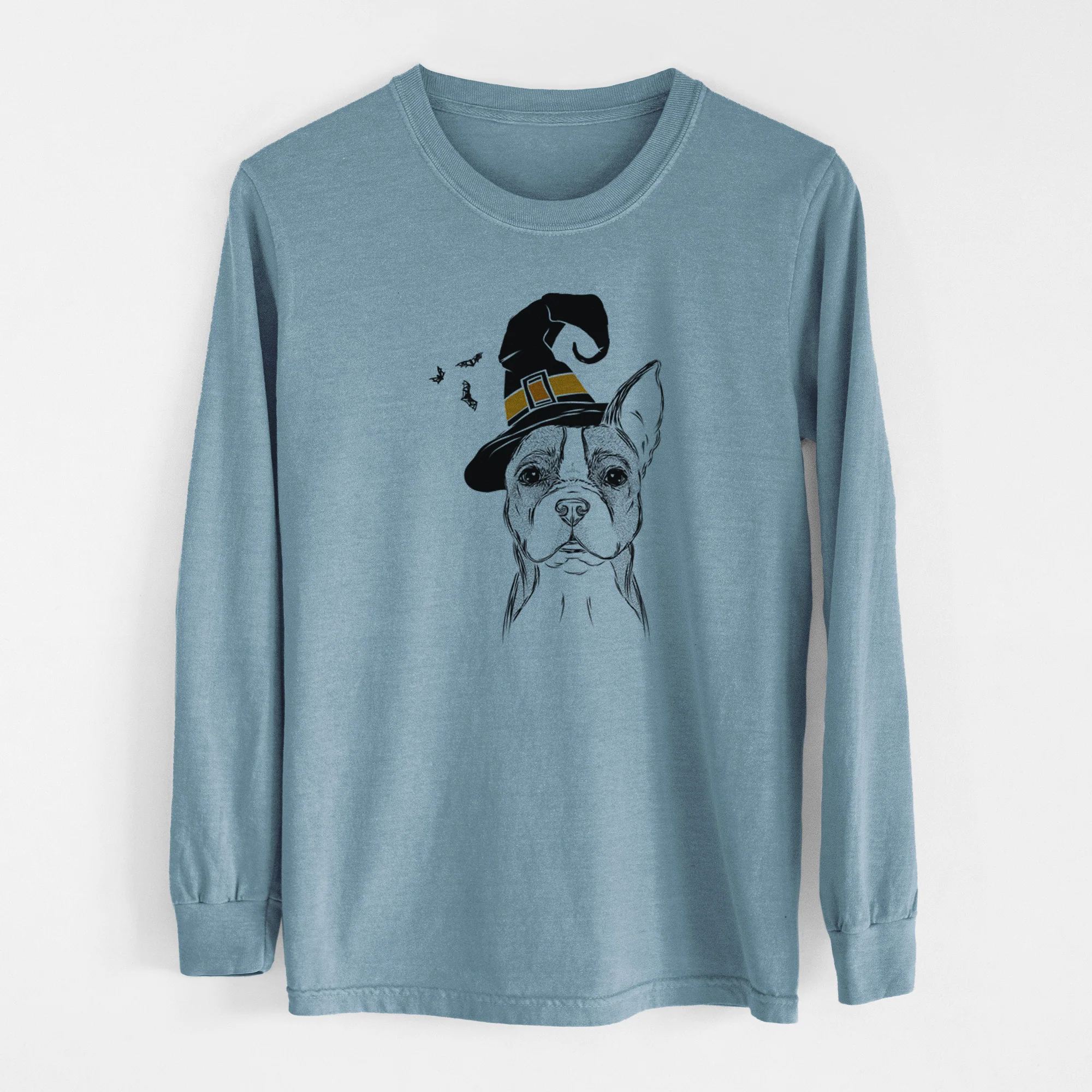 Witch Scout the Boston Terrier - Men's Heavyweight 100% Cotton Long Sleeve - Image 8