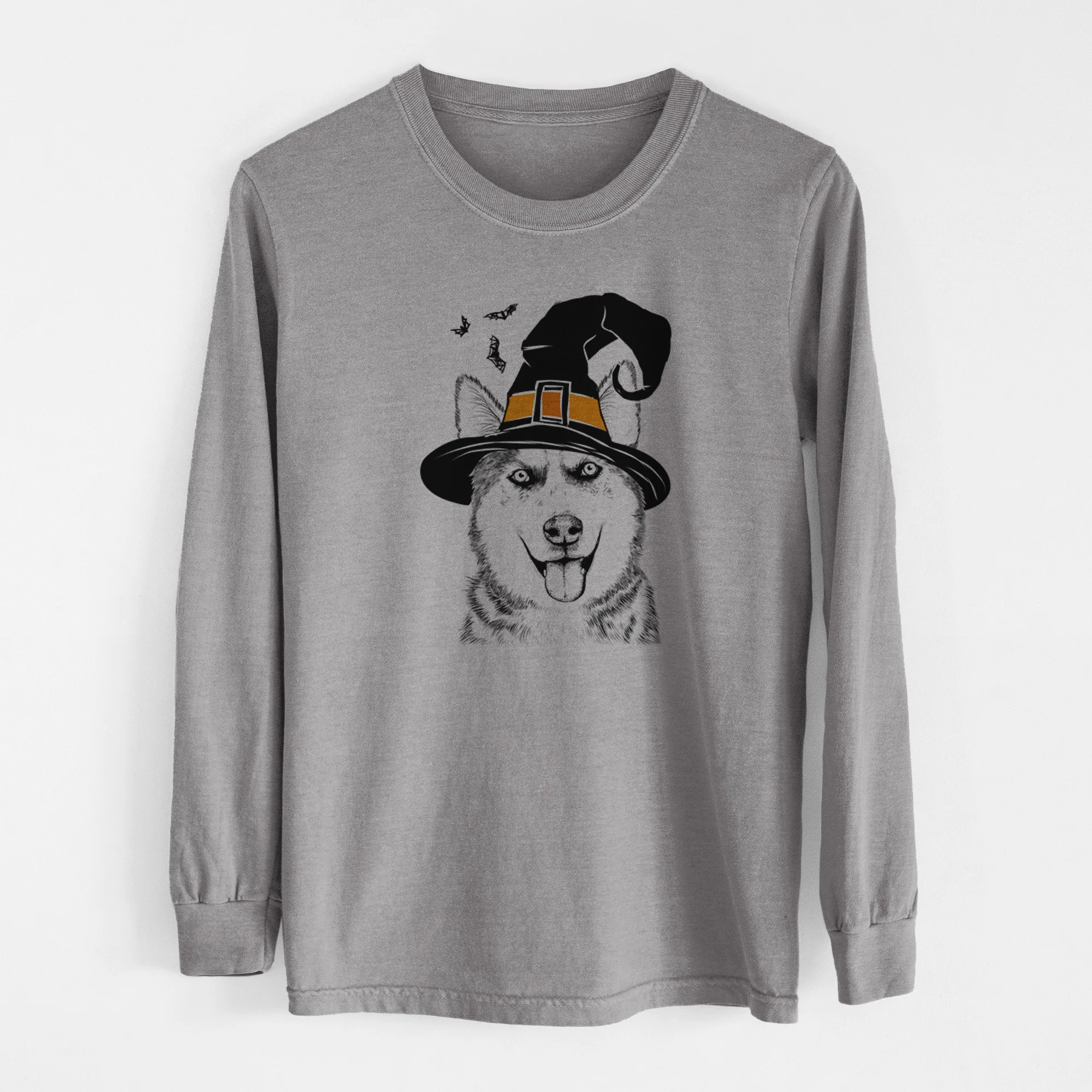 Witch Sesi the Siberian Husky - Men's Heavyweight 100% Cotton Long Sleeve - Image 7