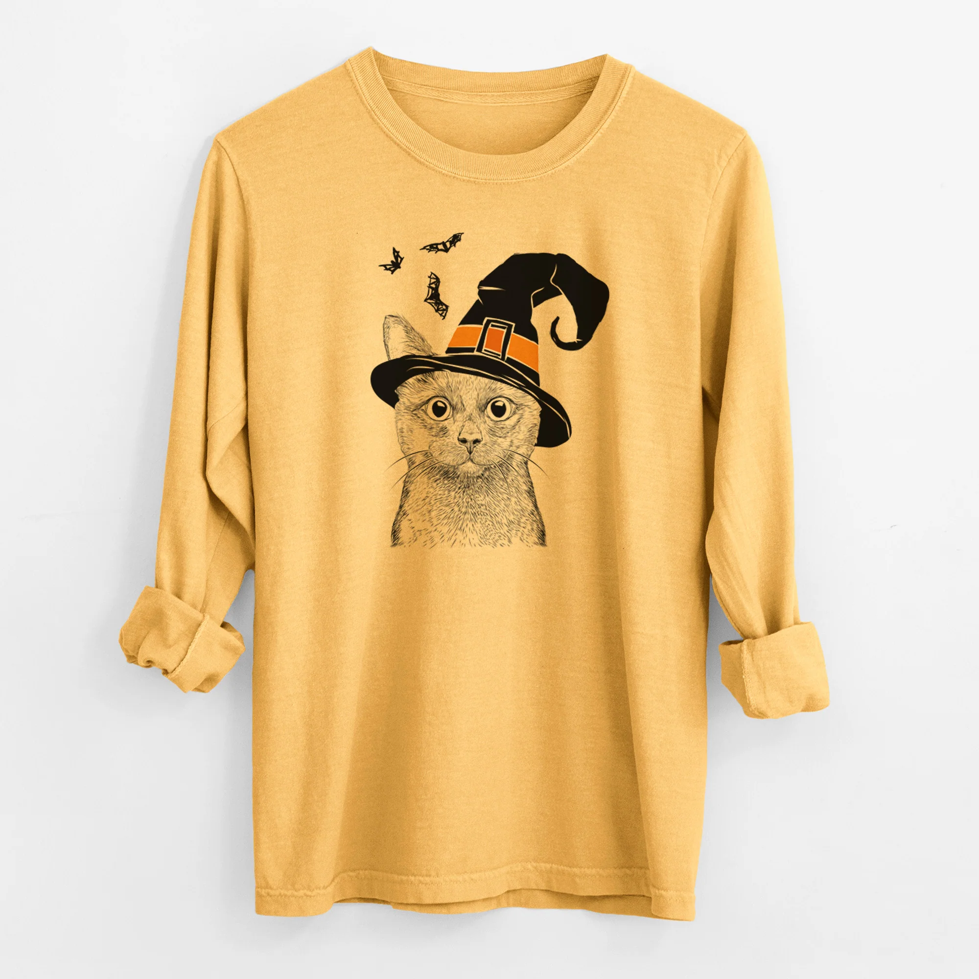 Witch Shadow the Black Cat - Men's Heavyweight 100% Cotton Long Sleeve - Image 3