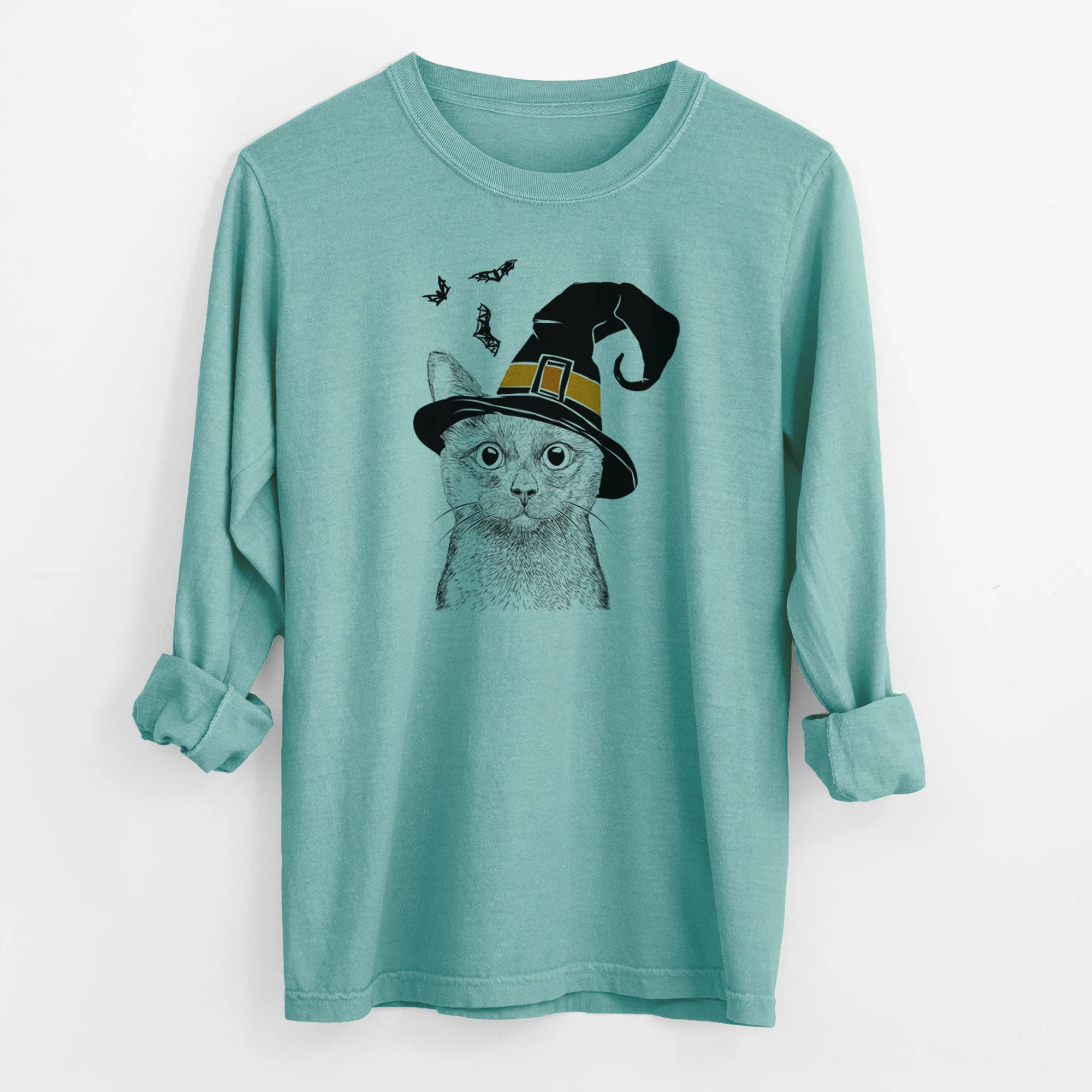 Witch Shadow the Black Cat - Men's Heavyweight 100% Cotton Long Sleeve - Image 9