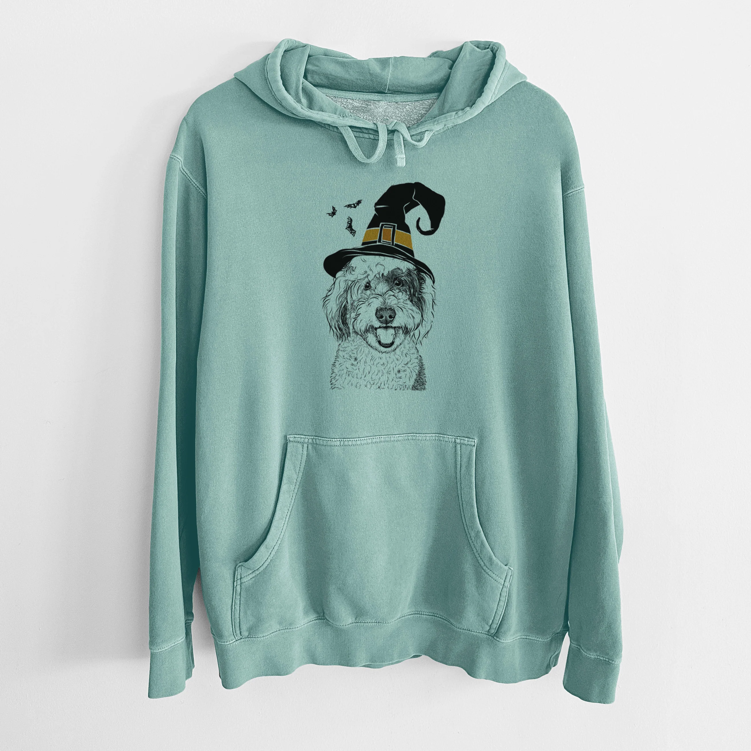 Witch Sherlock the Sheepadoodle - Unisex Pigment Dyed Hoodie - Image 8