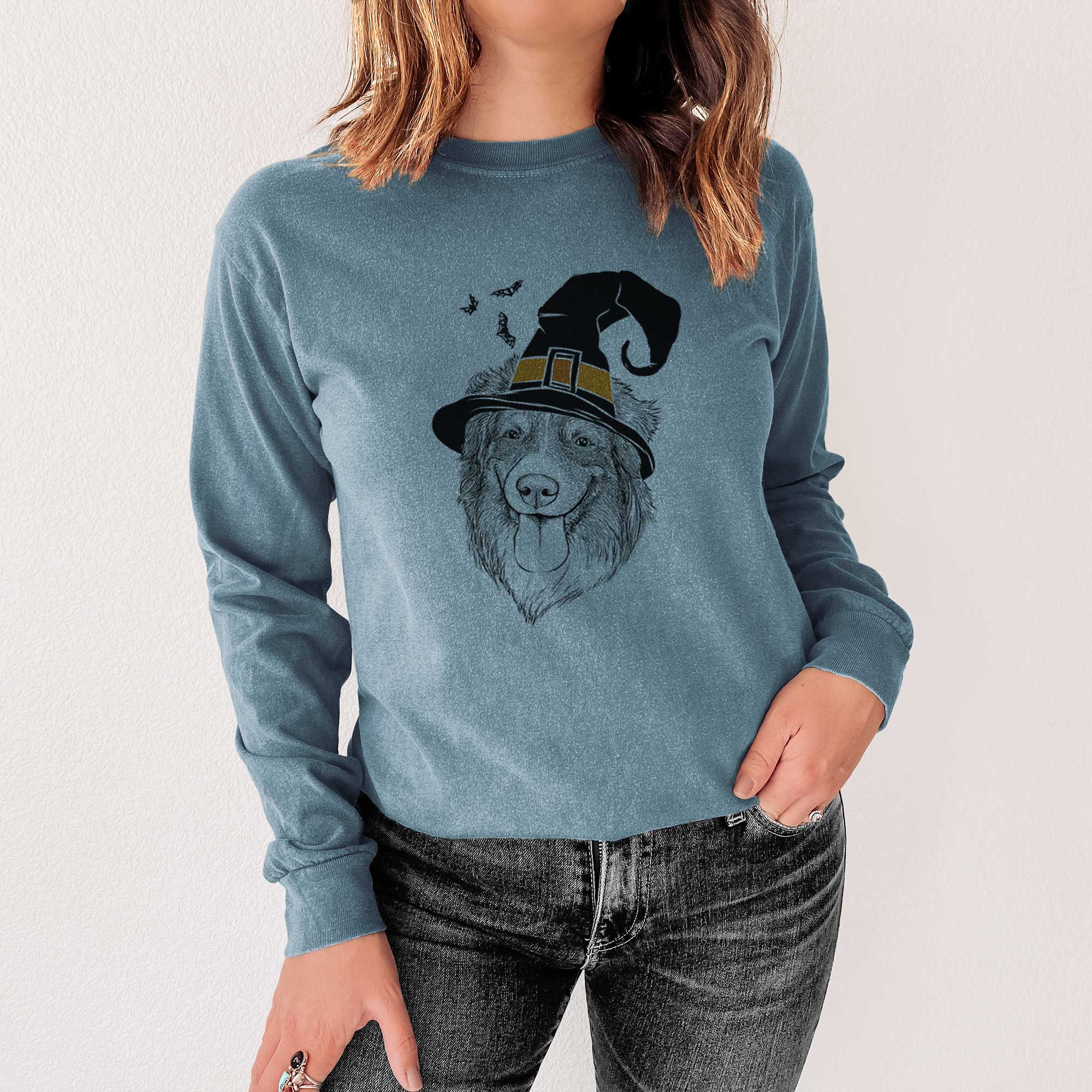 Witch Siena the Australian Shepherd - Men's Heavyweight 100% Cotton Long Sleeve - Image 4