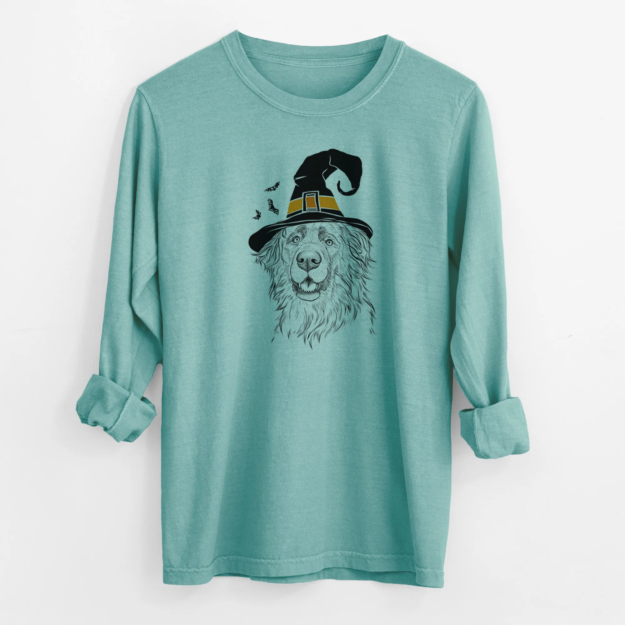 Witch Siri the Leonberger - Men's Heavyweight 100% Cotton Long Sleeve - Image 9