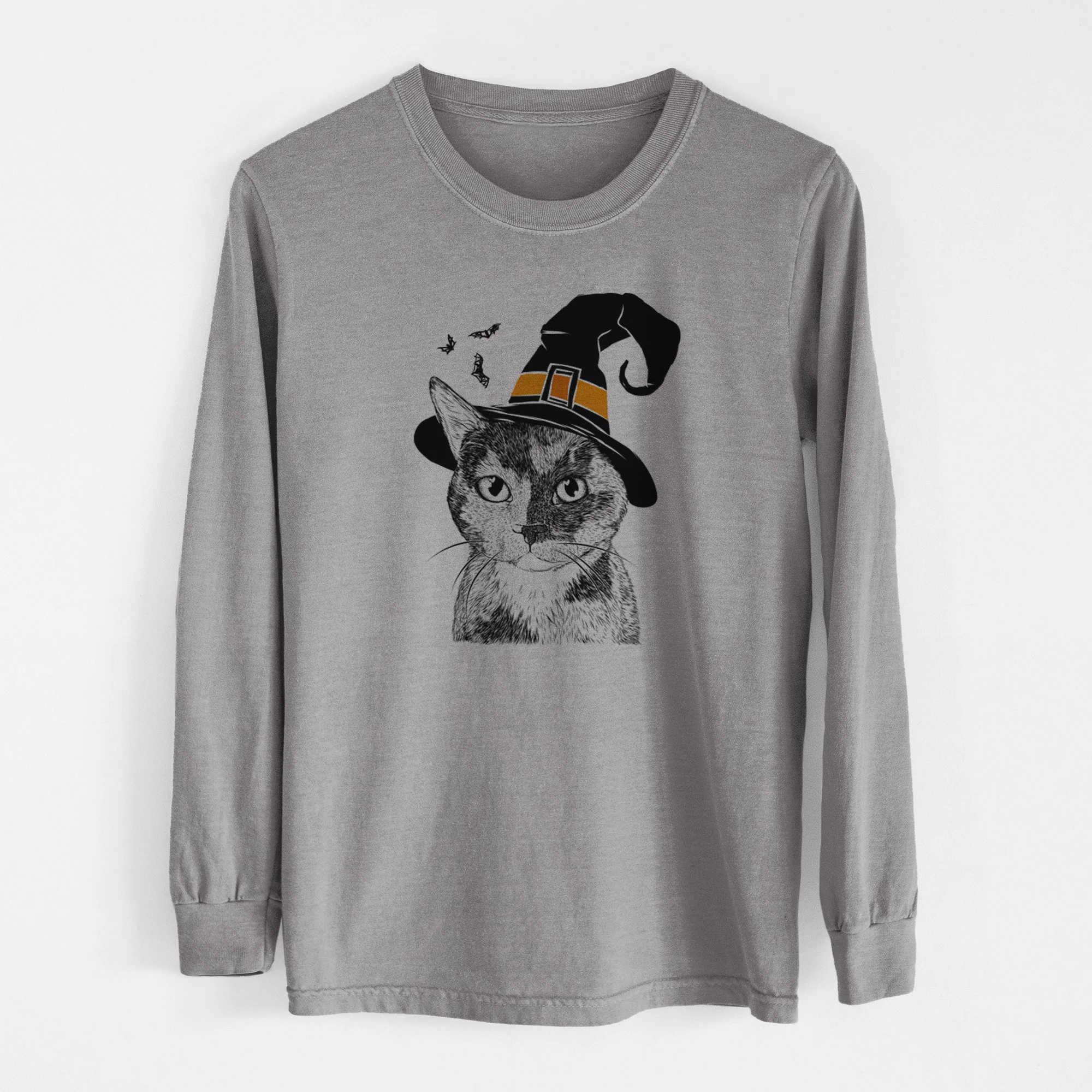 Witch Spooky Kitty the Tortoiseshell Cat - Men's Heavyweight 100% Cotton Long Sleeve - Image 7