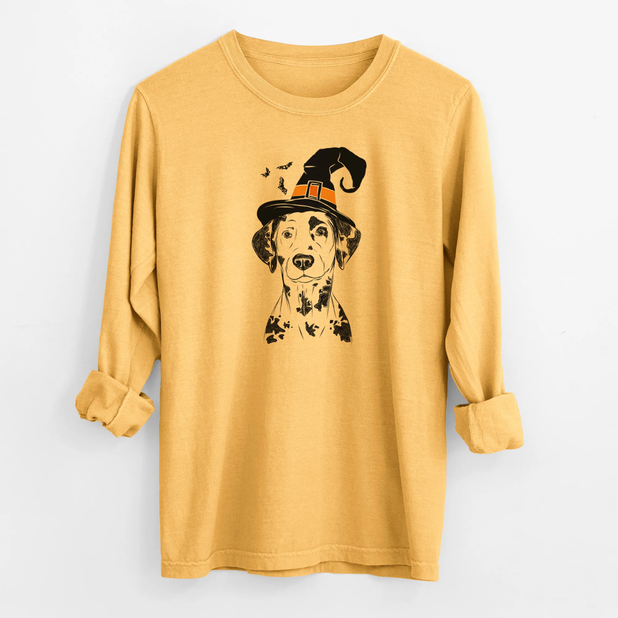 Witch Spot the Dalmatian - Men's Heavyweight 100% Cotton Long Sleeve - Image 3