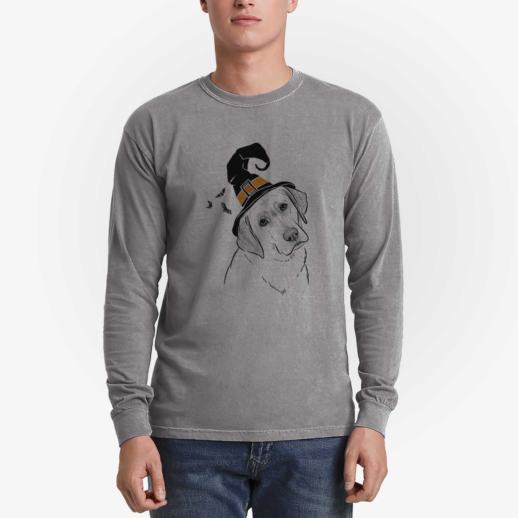 Witch Stella the Yellow Lab - Men's Heavyweight 100% Cotton Long Sleeve - Image 5