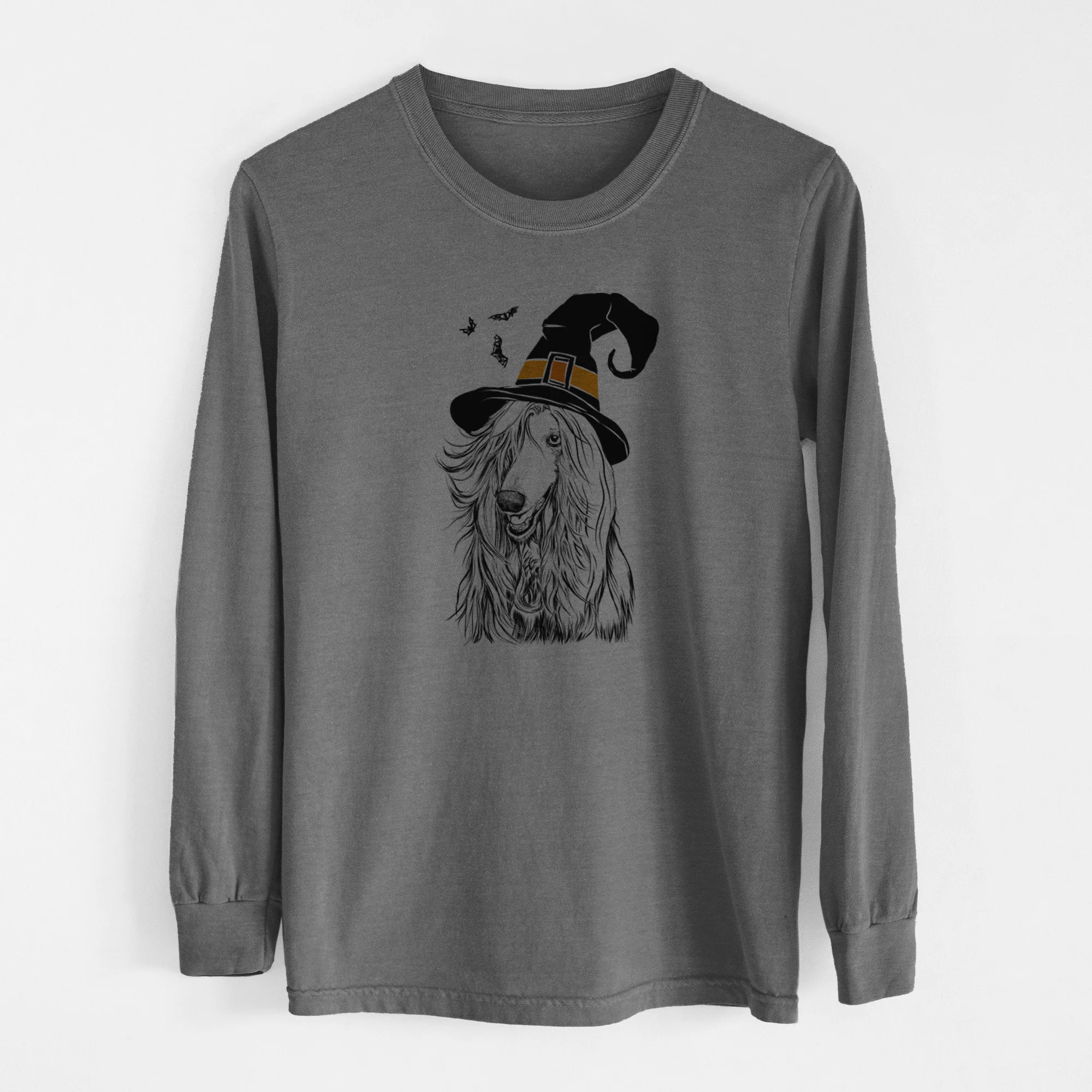 Witch Sterling the Afghan Hound - Men's Heavyweight 100% Cotton Long Sleeve - Image 14