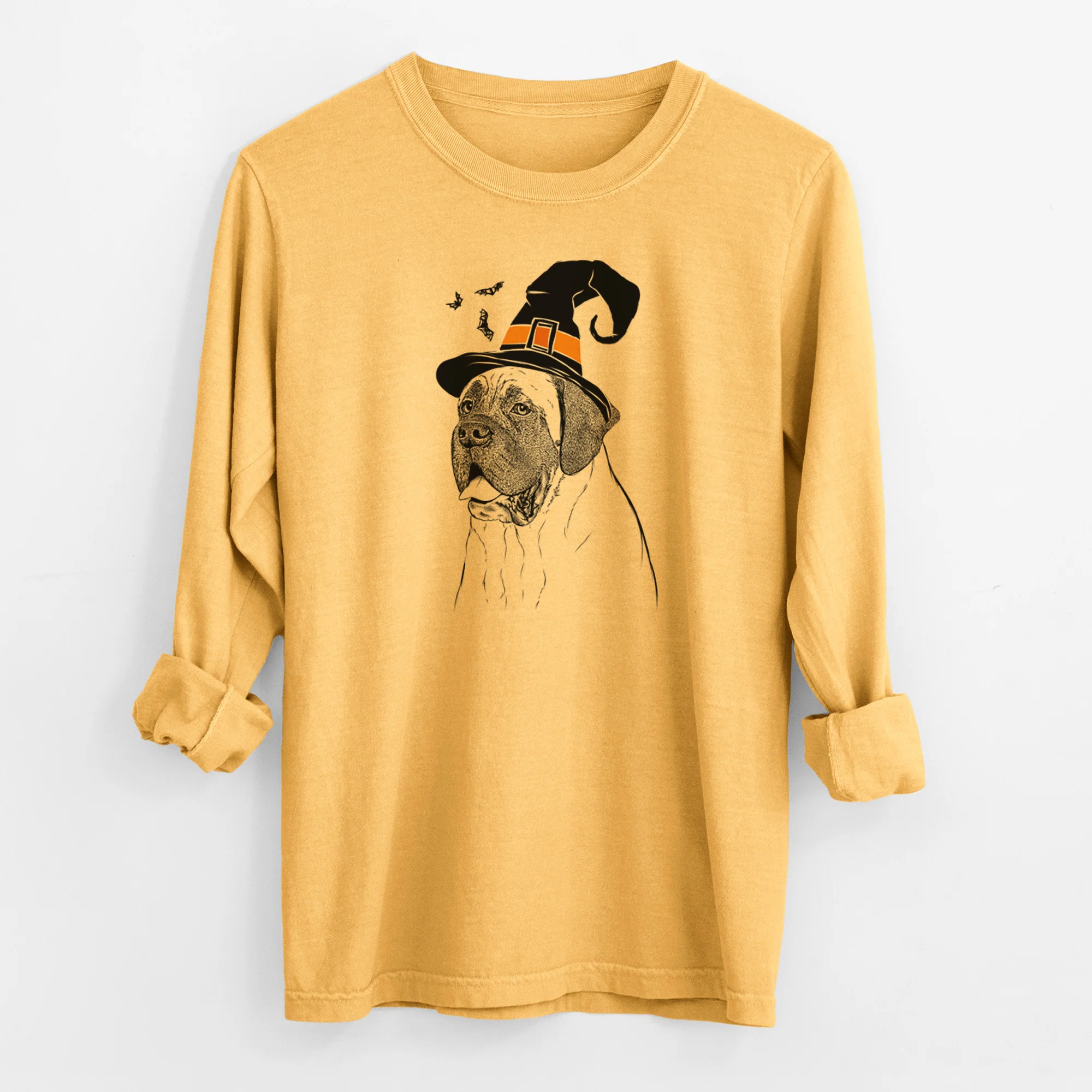 Witch Sterling the English Mastiff - Men's Heavyweight 100% Cotton Long Sleeve - Image 3