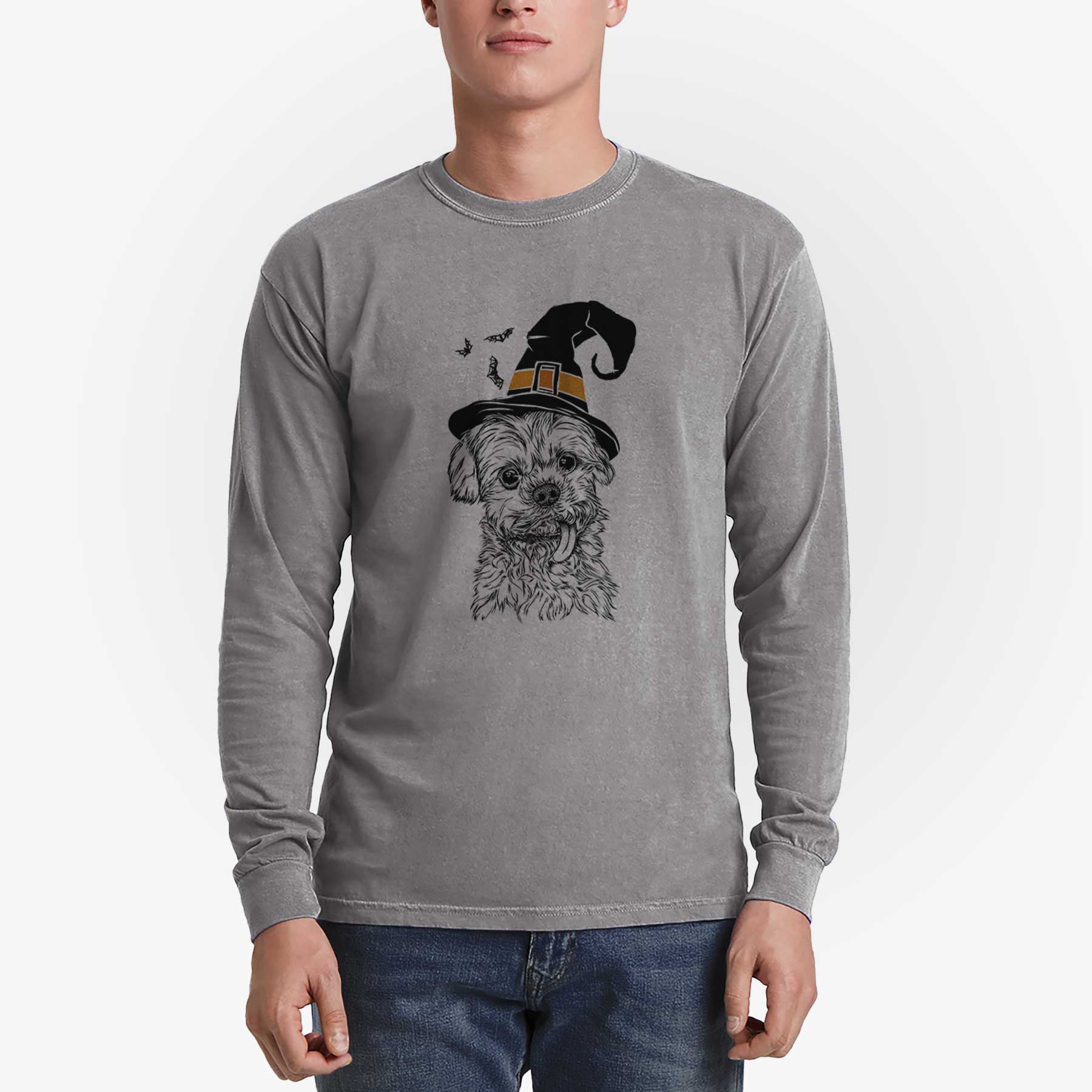Witch Tiny Titan the Shih Tzu - Men's Heavyweight 100% Cotton Long Sleeve - Image 5