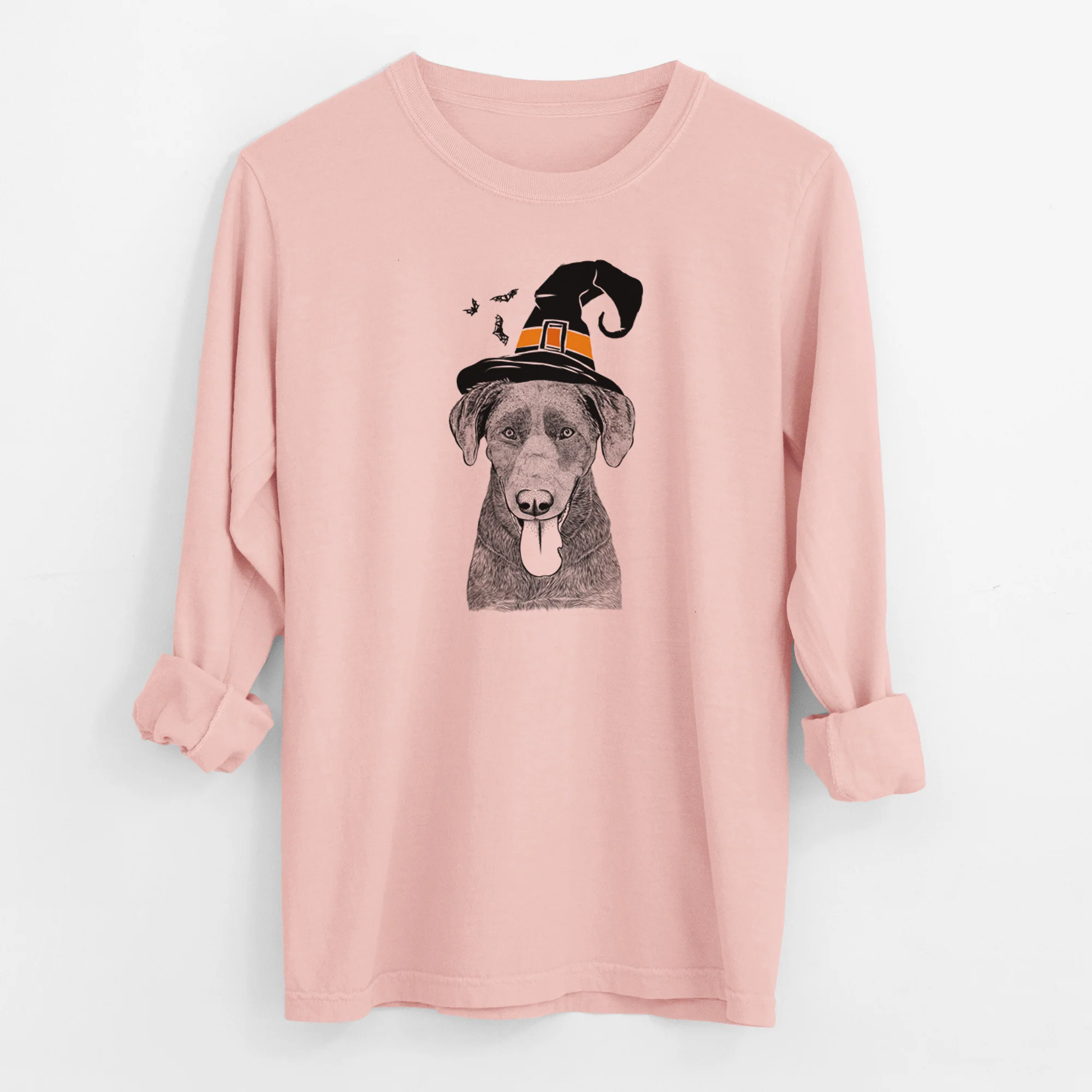 Witch Tobes the Chocolate Lab - Men's Heavyweight 100% Cotton Long Sleeve - Image 12