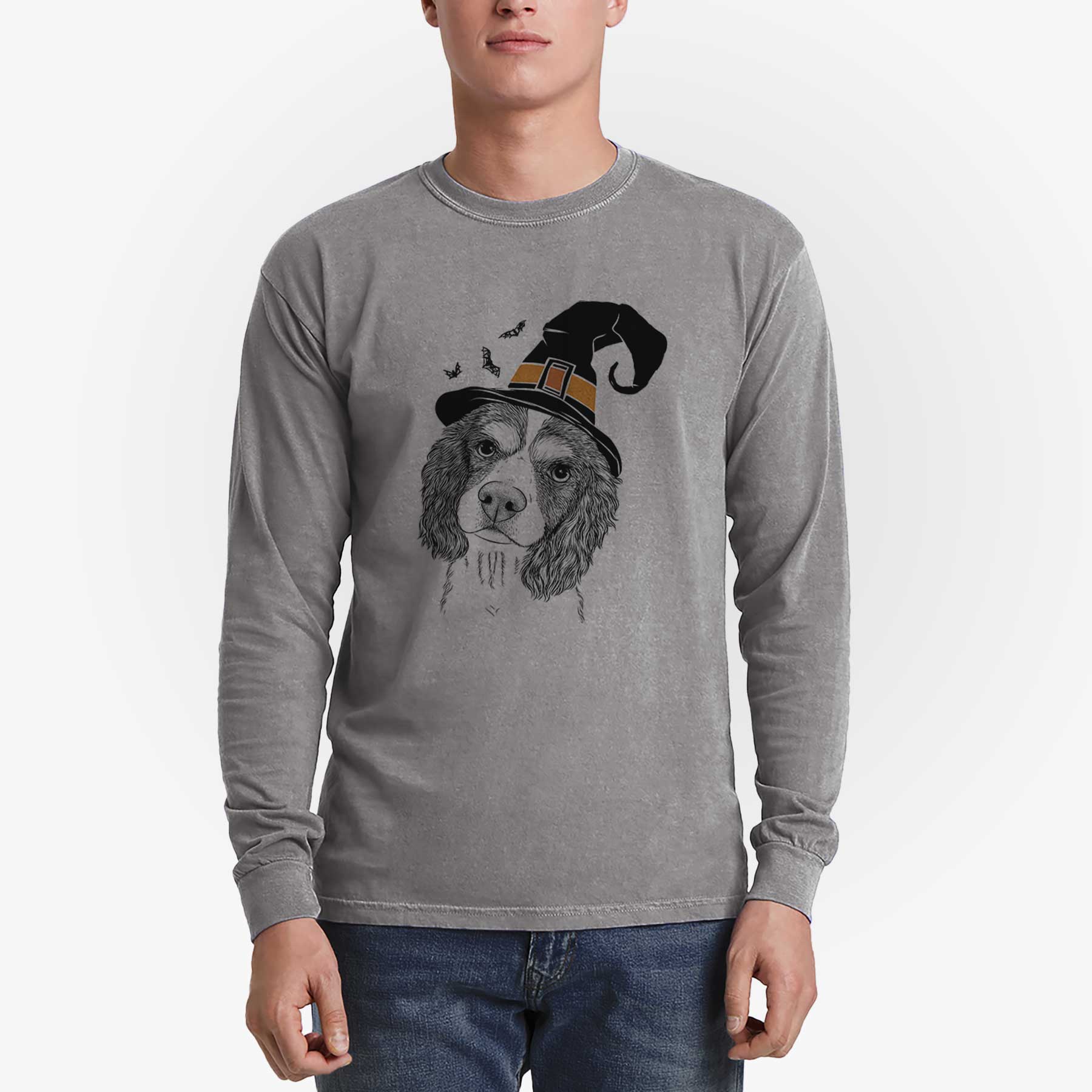 Witch Truman the Cavalier King Charles Spaniel - Men's Heavyweight 100% Cotton Long Sleeve - Image 5