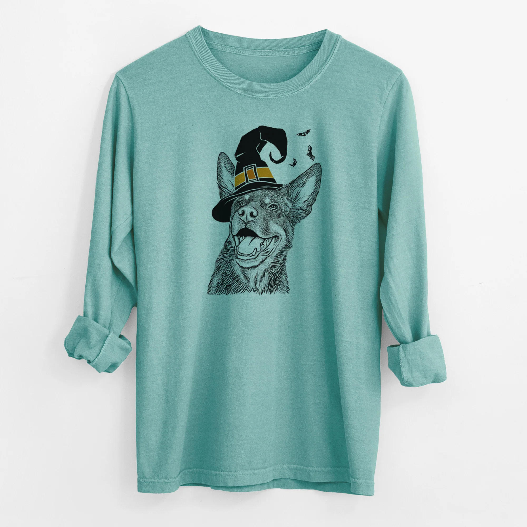 Witch Tucker the Australian Kelpie - Men's Heavyweight 100% Cotton Long Sleeve - Image 9