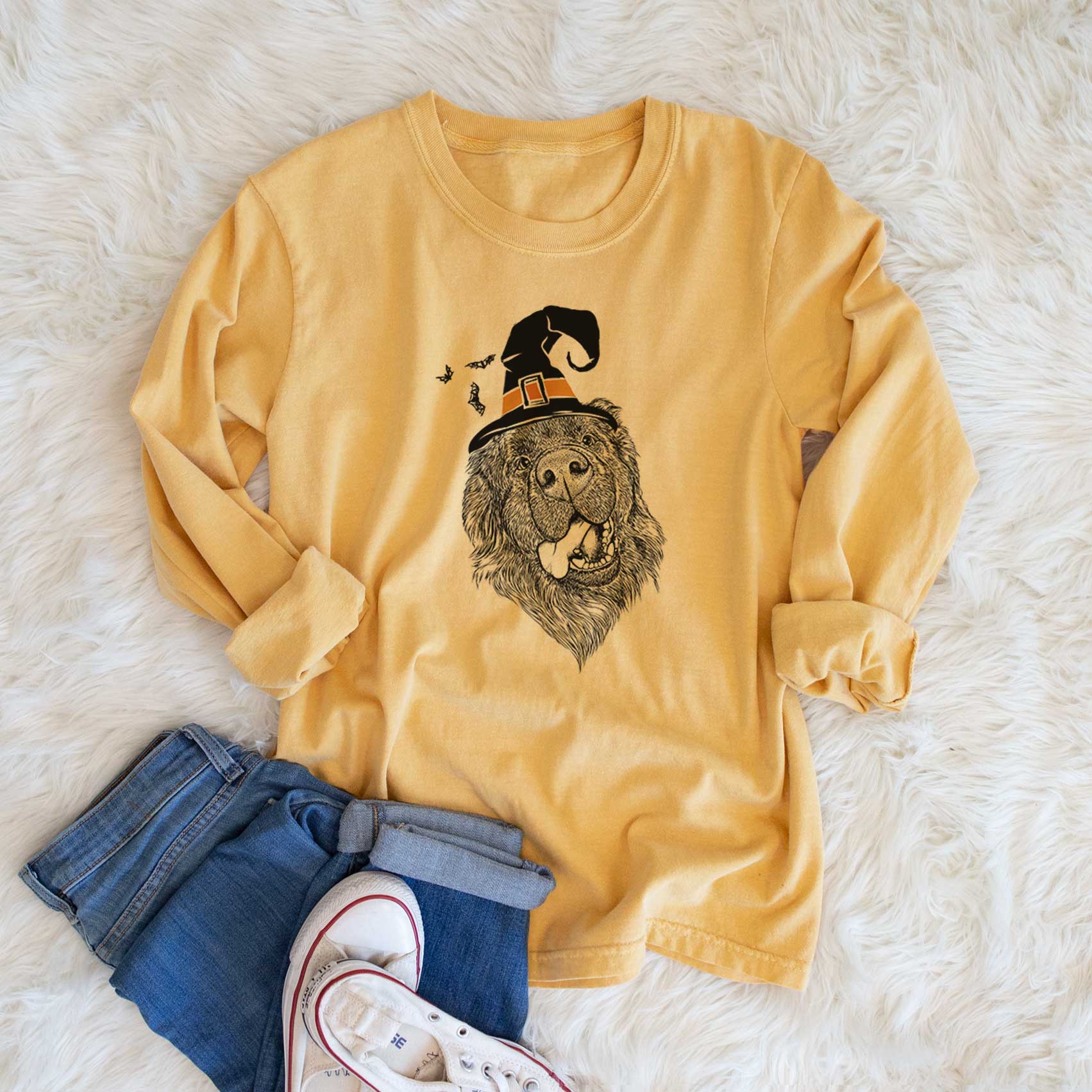 Witch Tuna the Newfoundland - Men's Heavyweight 100% Cotton Long Sleeve - Image 6
