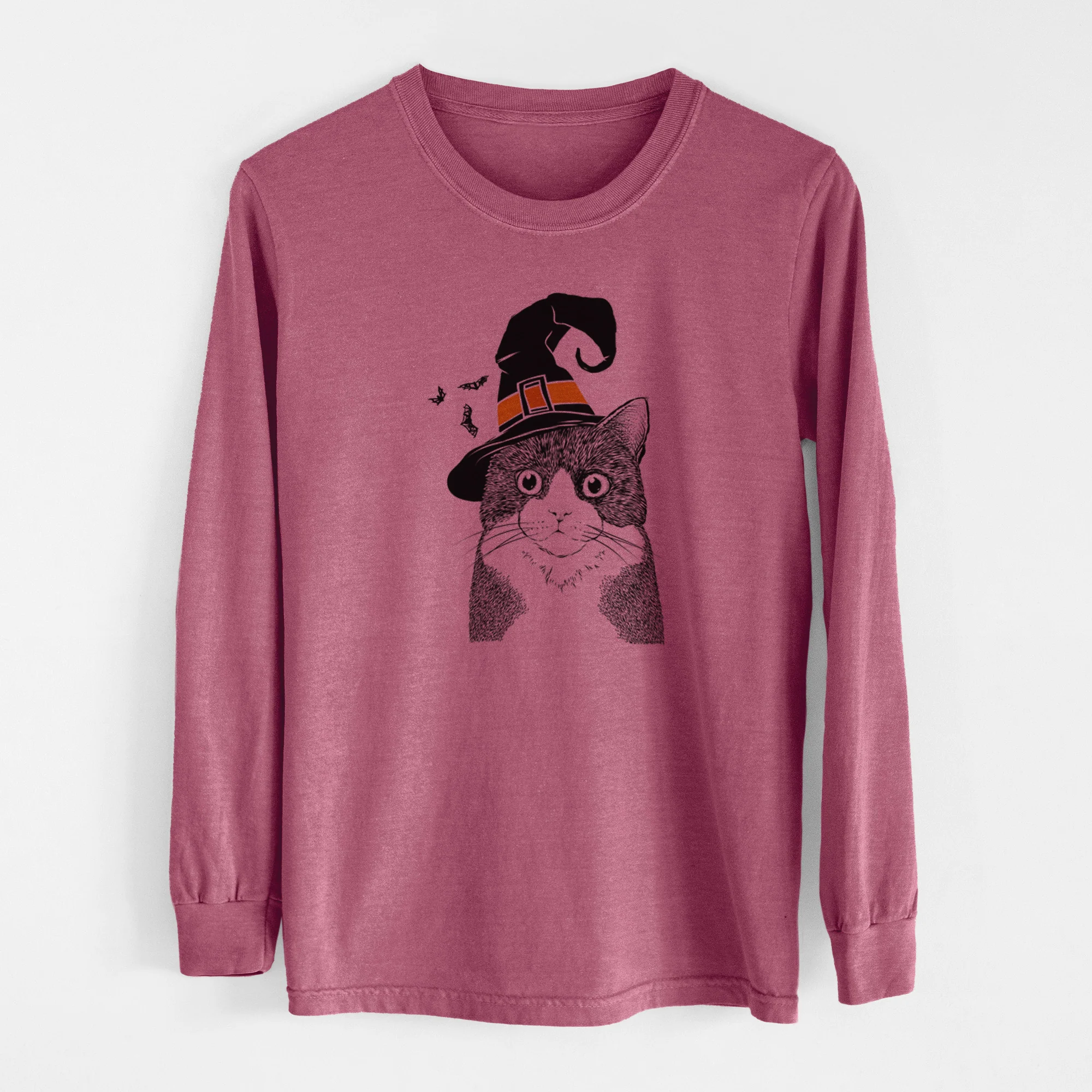 Witch Tux the Tuxedo Cat - Men's Heavyweight 100% Cotton Long Sleeve - Image 11