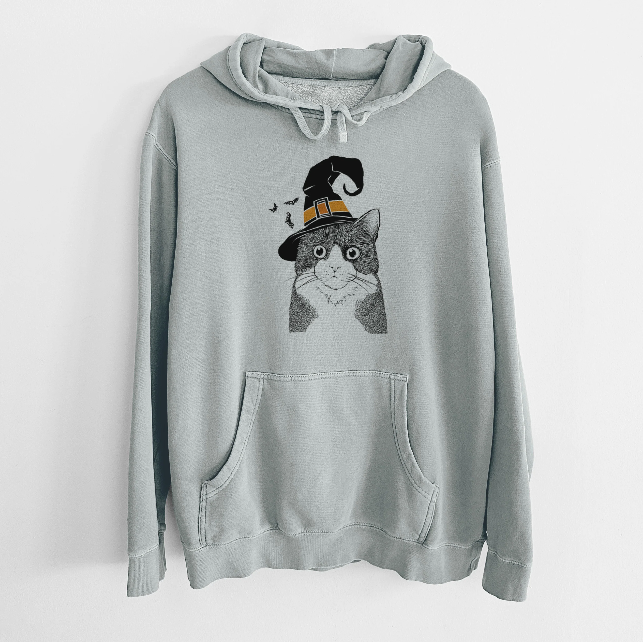 Witch Tux the Tuxedo Cat - Unisex Pigment Dyed Hoodie - Image 6
