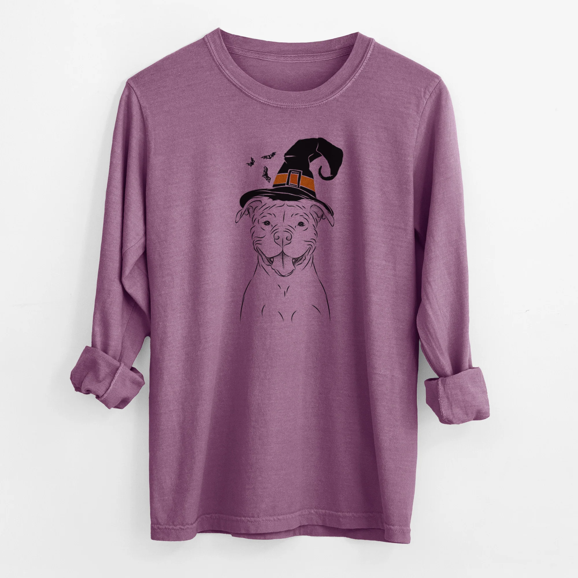Witch Tyson the American Bulldog - Men's Heavyweight 100% Cotton Long Sleeve - Image 10