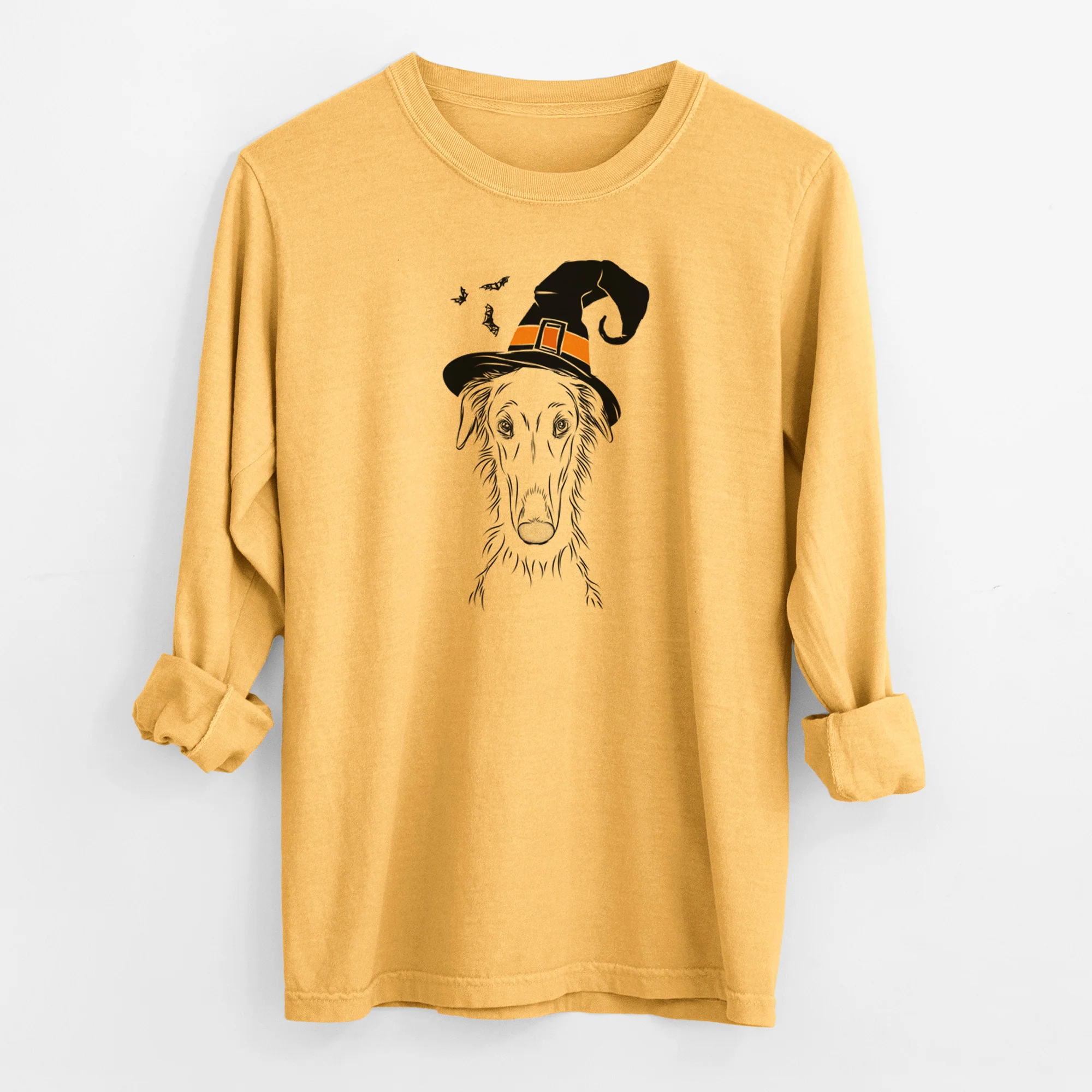 Witch Vaughn the Borzoi - Men's Heavyweight 100% Cotton Long Sleeve - Image 3