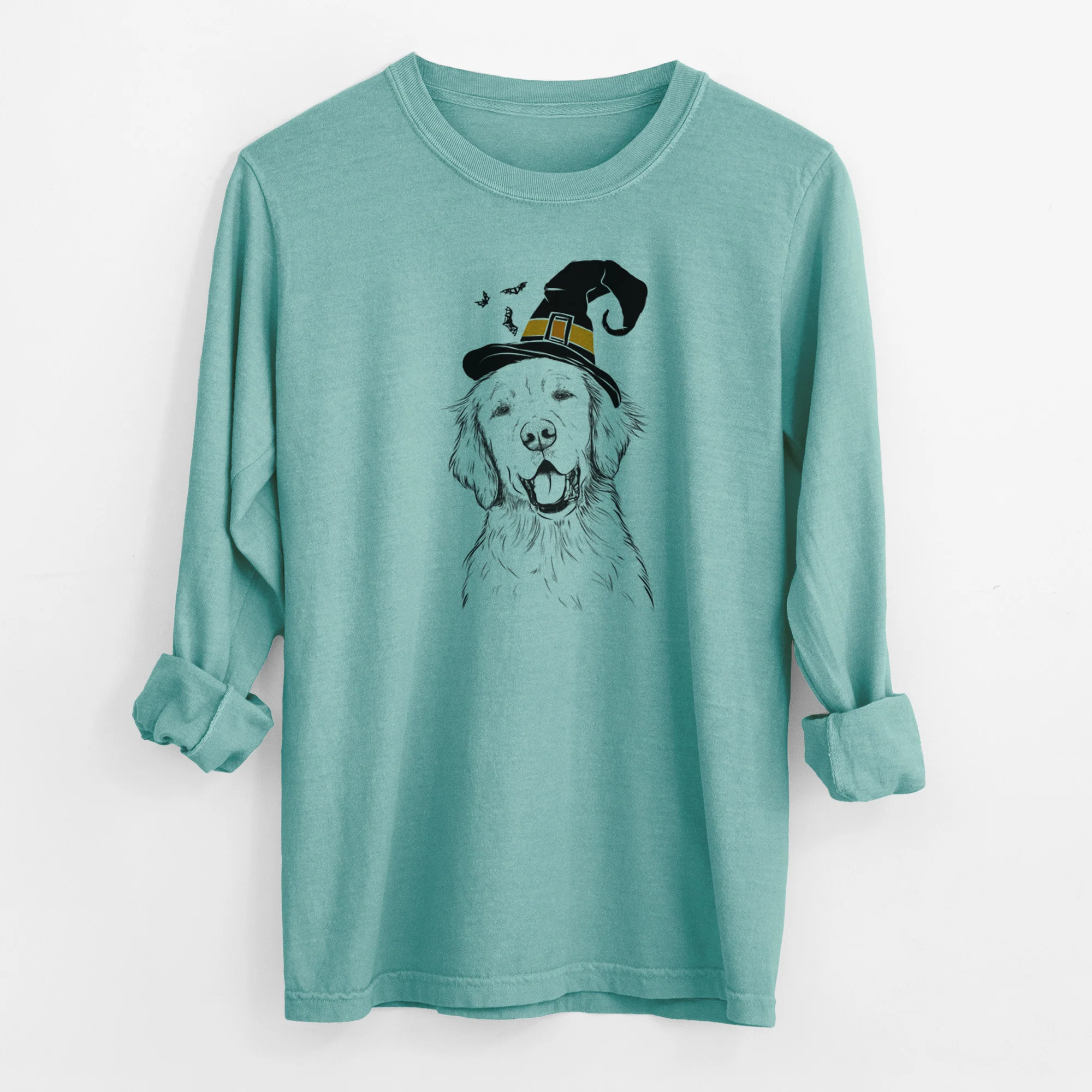 Witch Wallace the Golden Retriever - Men's Heavyweight 100% Cotton Long Sleeve - Image 9