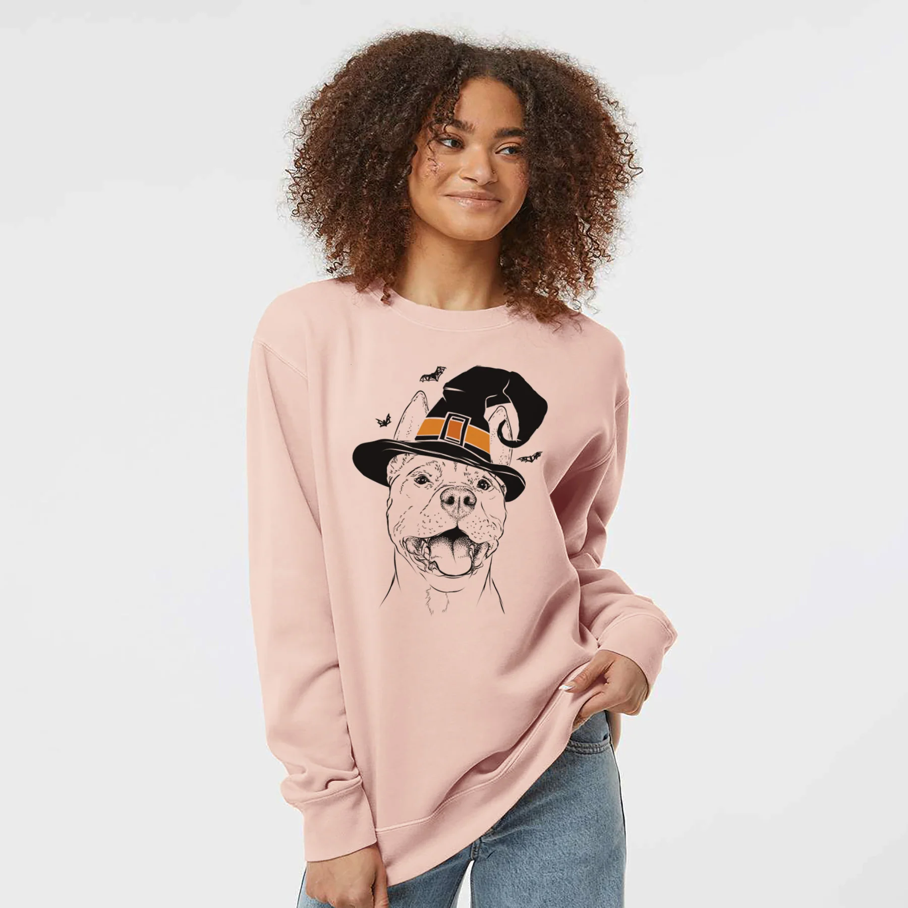Witch Wally the Pitbull - Unisex Pigment Dyed Crew Sweatshirt - Image 2