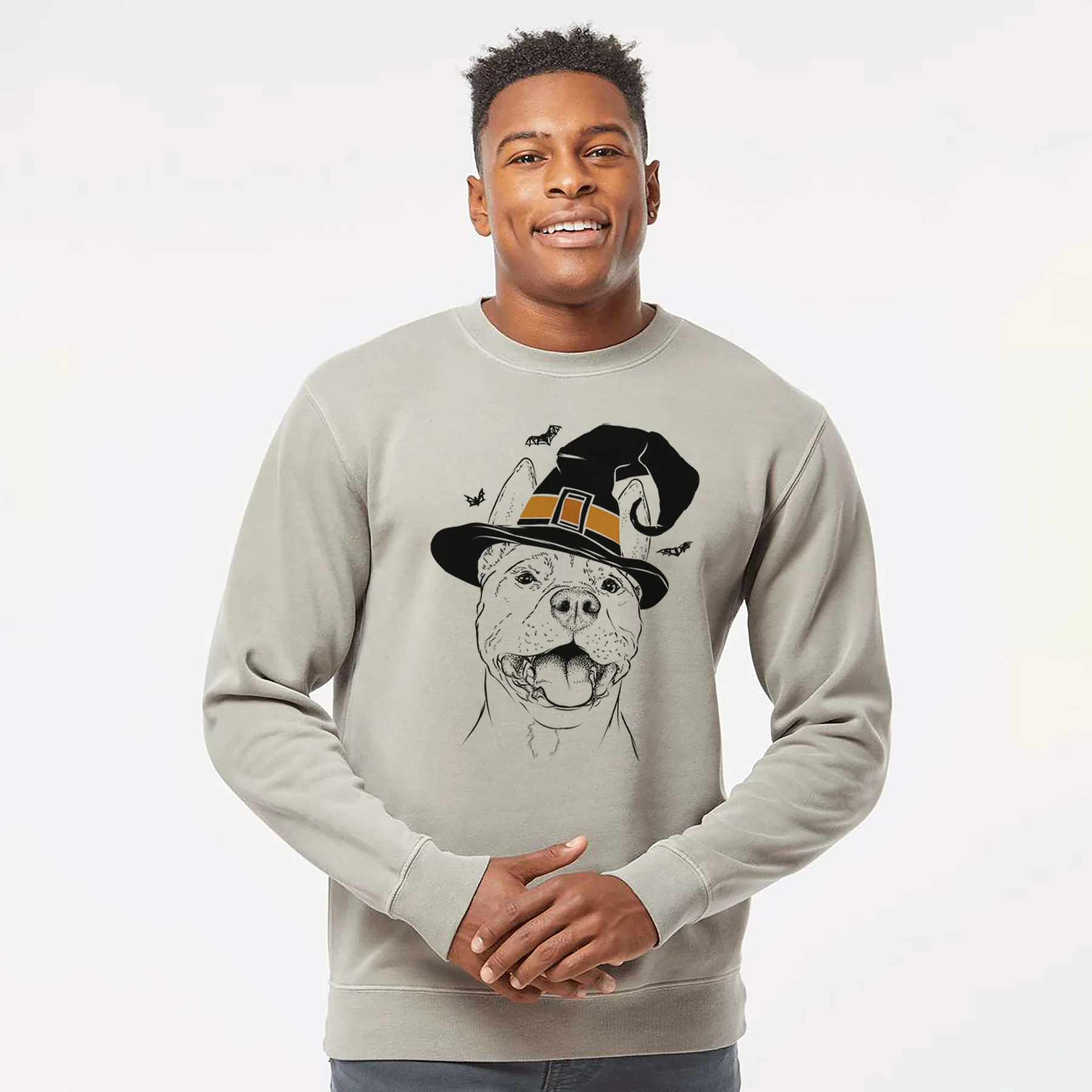 Witch Wally the Pitbull - Unisex Pigment Dyed Crew Sweatshirt - Image 3