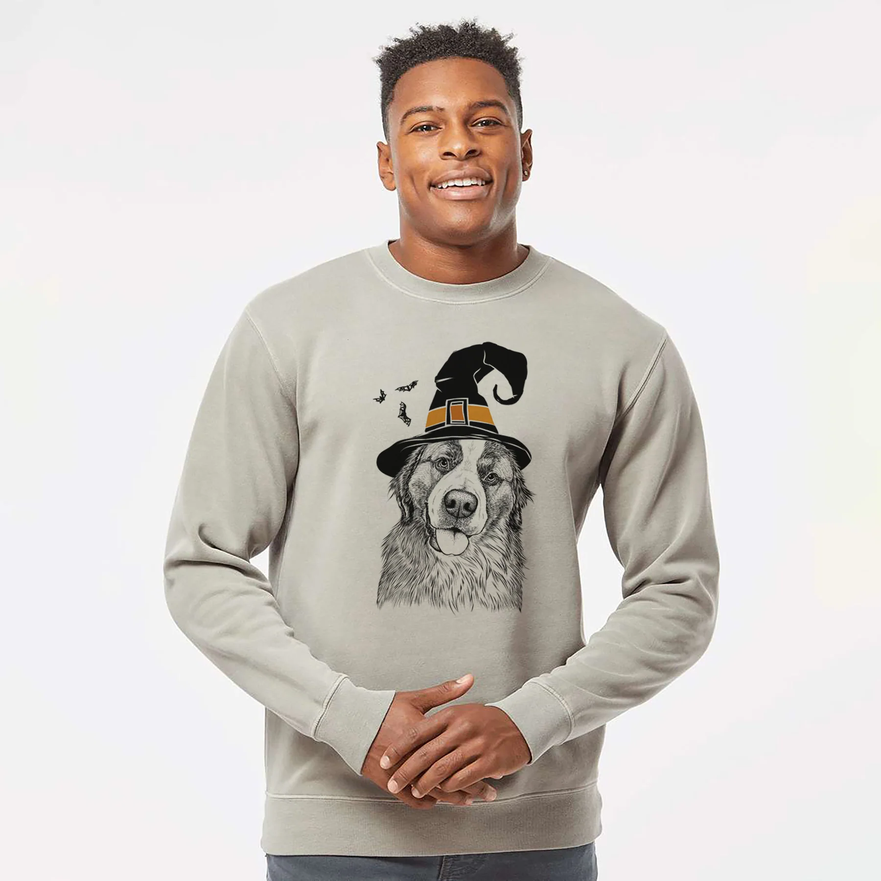 Witch Walter the Bernese Mountain Dog Mix - Unisex Pigment Dyed Crew Sweatshirt - Image 3