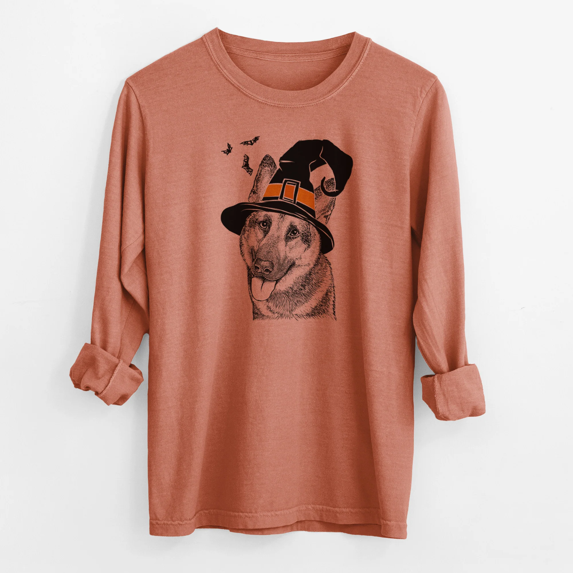 Witch Whitaker the German Shepherd - Men's Heavyweight 100% Cotton Long Sleeve