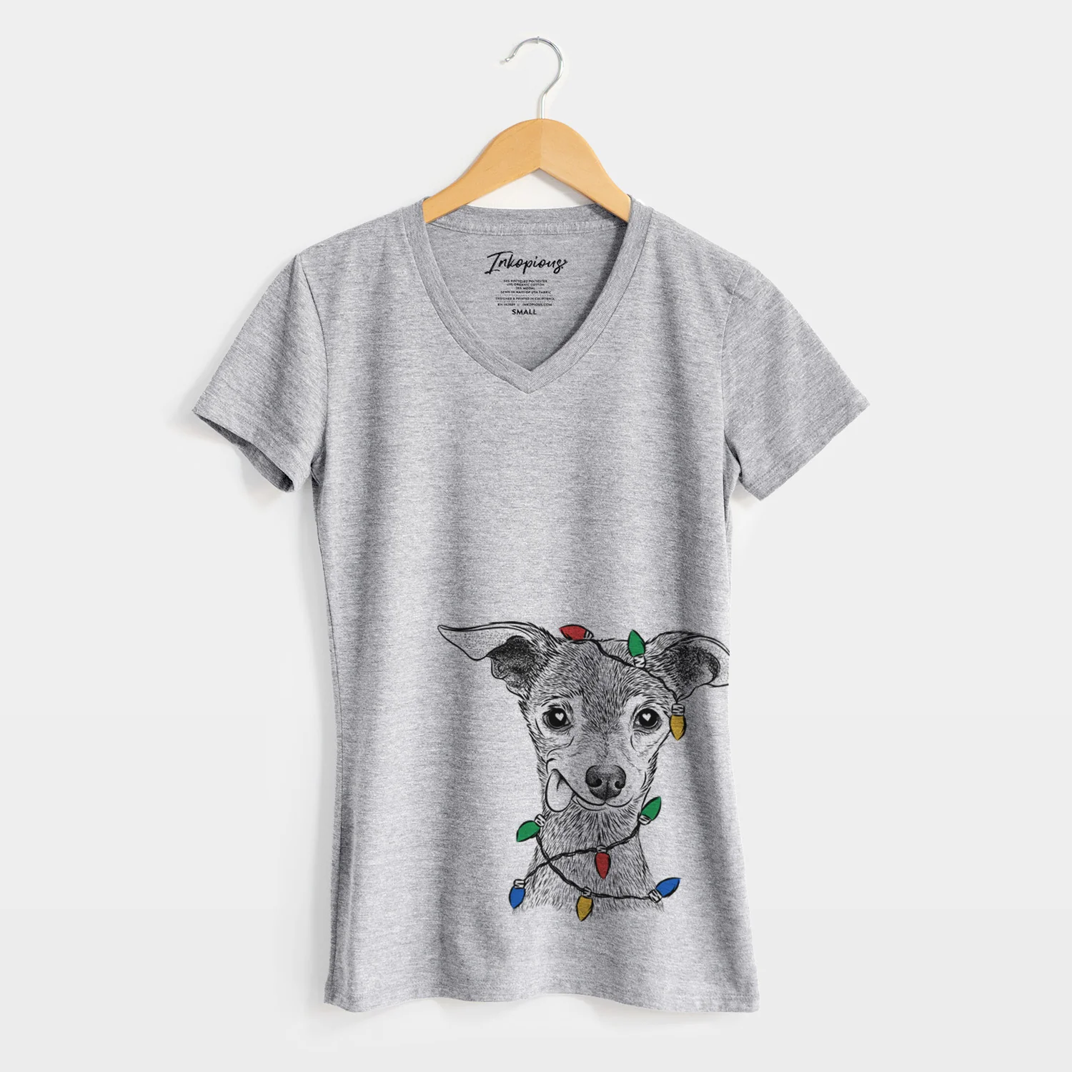 Christmas Lights Bebe the Chihuahua - Women's Perfect V-neck Shirt - Image 4